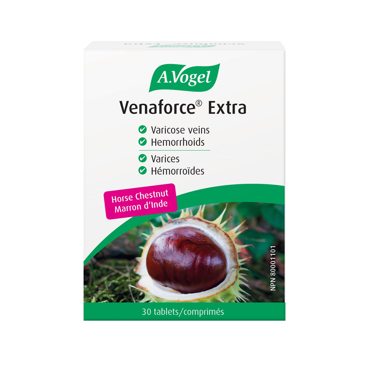 A.Vogel Venaforce Extra Horse Chestnut Tablets - Relieve Symptoms of Varicose Veins and Hemorrhoids - Gastro-Resisiant Coating - 1 Month Supply - 30 Tablets