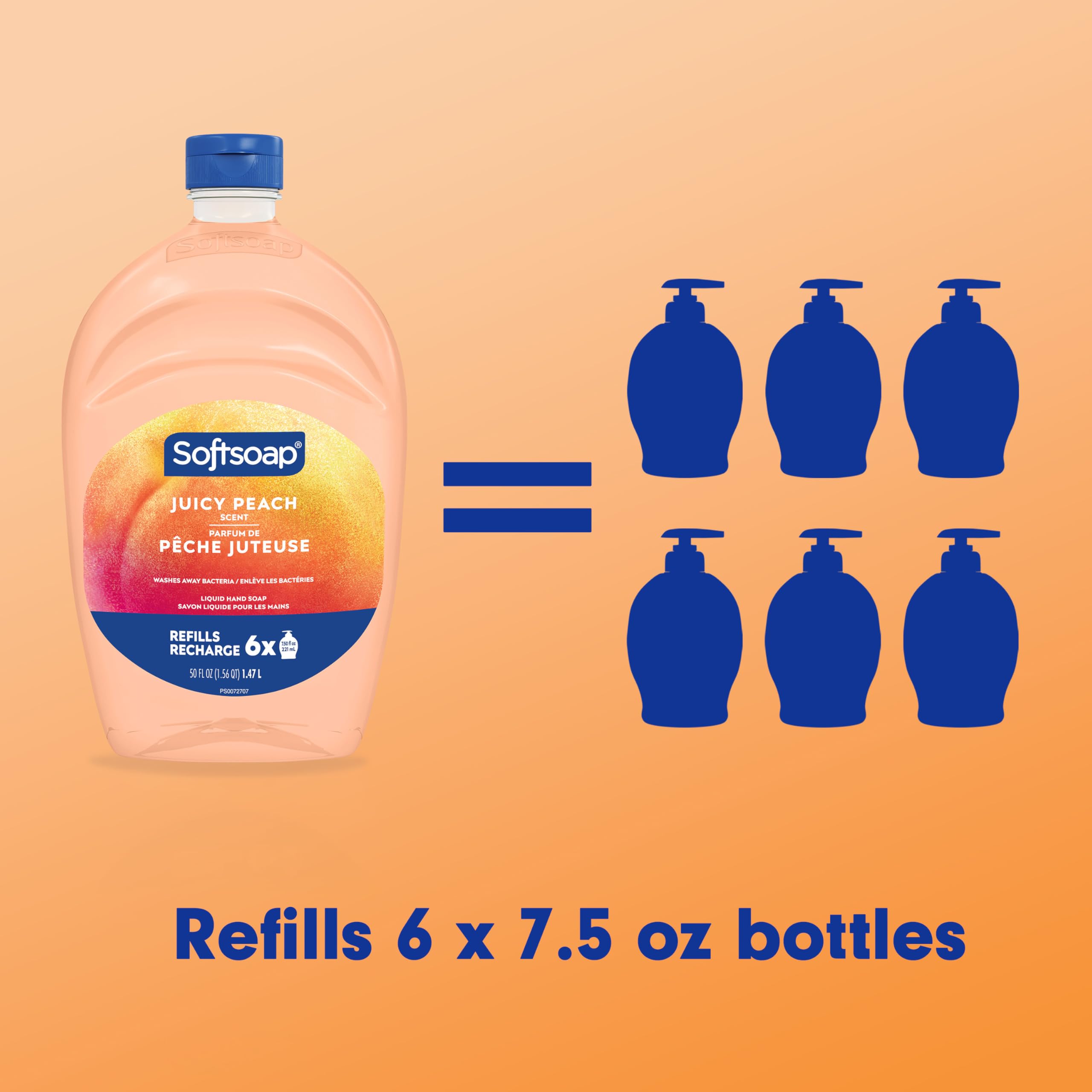 Softsoap Antibacterial Liquid Hand Soap Refill – Juicy Peach Scent, 50 oz – Moisturizing pH-Balanced Formula, Gentle on Skin, Deep Cleansing, Paraben Phthalate-Free – Ideal for Kitchen and Bathroom