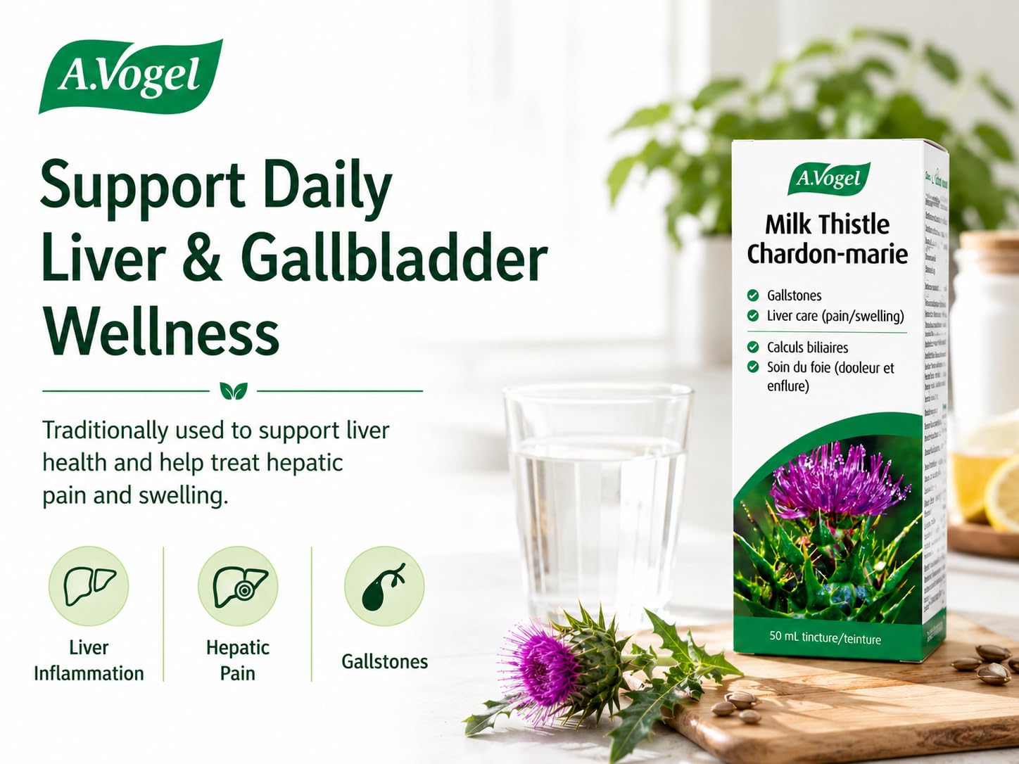A.Vogel Milk Thistle - Liver Supplement for Liver Health and Gallstones - Treats Symptoms Caused by Liver Pain - Hepatic Pain and Swelling - Sugar, Lactose and Gluten-Free - Vegan - 50 mL