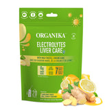 Organika Canadian-Made Electrolytes Liver Care with Milk Thistle, Choline, and NAC - Lemon Honey Ginger Flavour - Liver Support + Protection, Electrolyte Balance, Immune Support, Sugar-Free 6g x 20ct