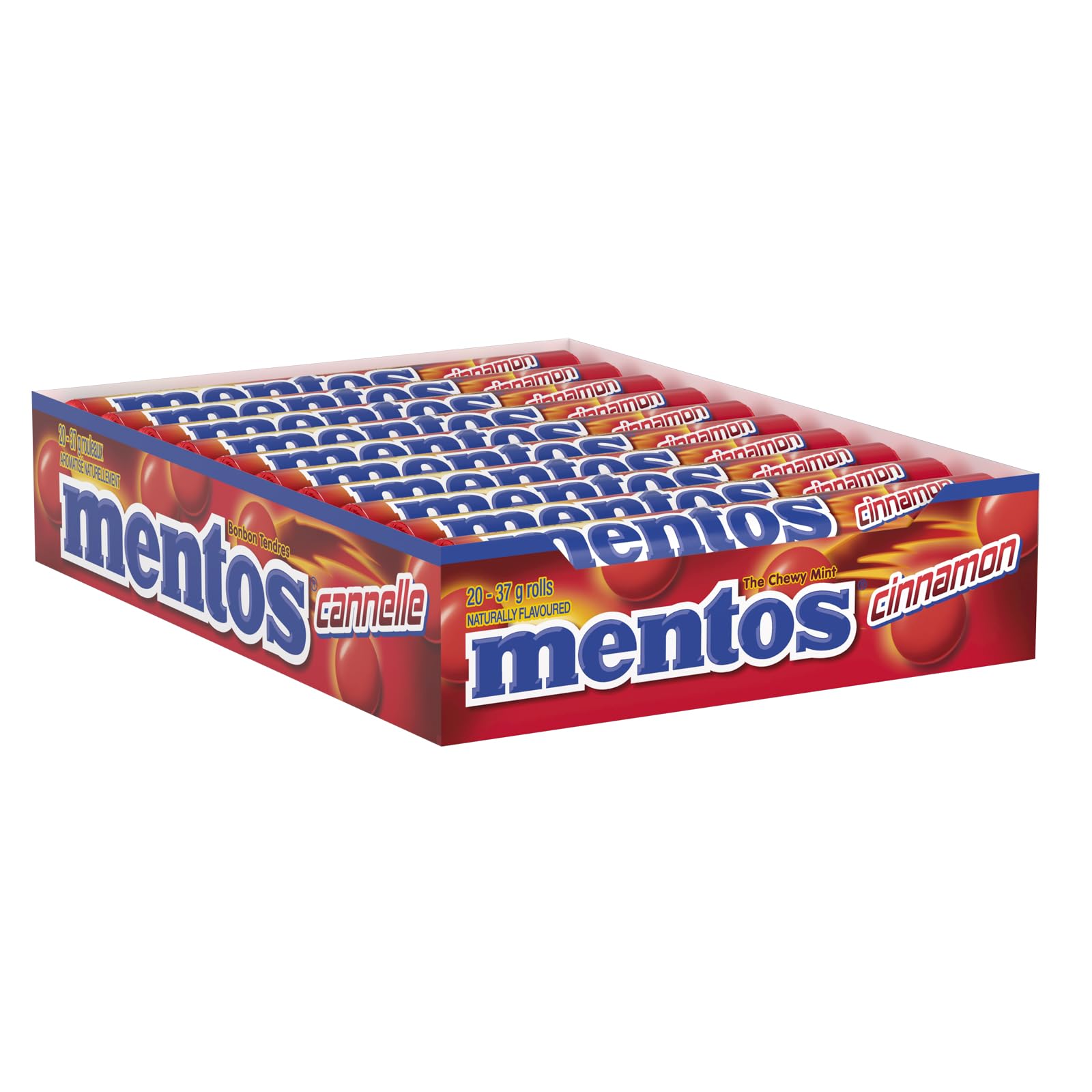 Mentos Chewy Mints, Cinnamon - Pack of 20 Rolls (280 Pieces), 37g per roll