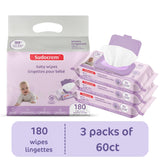 Sudocrem Pure Water Wipes 180 Count - Lavender Scent, Hypoallergenic, Plant-Based Baby Wipes, 99% Water - Extra Strong and Ultra Soft