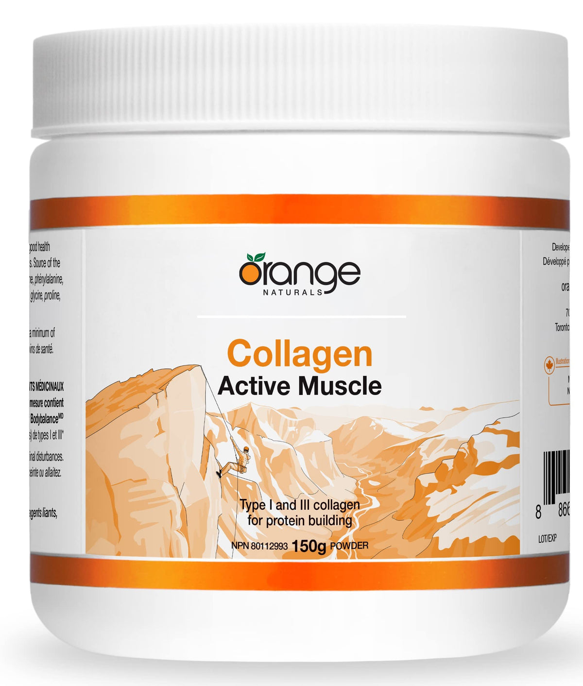 Orange Naturals - Collagen Active Muscle, 150g Powder - Bioactive Collagen Peptides Powder - Hydrolyzed Collagen Protein Powder - Collagen Supplement Powder -Hydrolyzed Collagen Powder-Collagen Powder