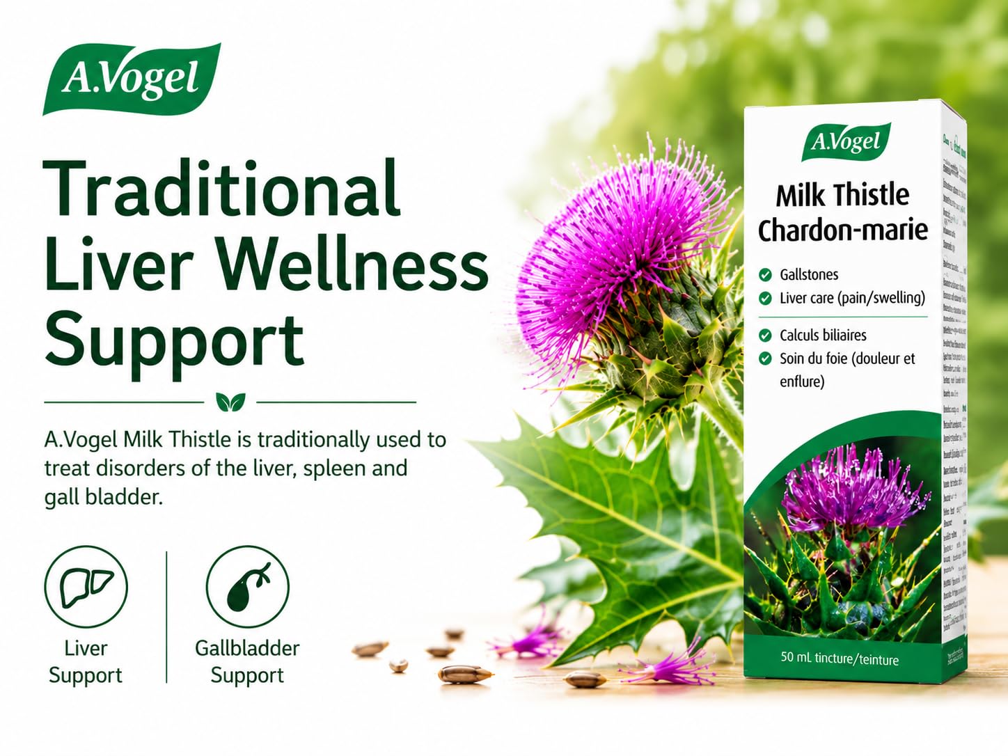 A.Vogel Milk Thistle - Liver Supplement for Liver Health and Gallstones - Treats Symptoms Caused by Liver Pain - Hepatic Pain and Swelling - Sugar, Lactose and Gluten-Free - Vegan - 50 mL
