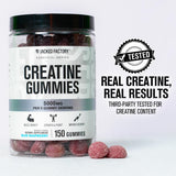 Jacked Factory Creatine Gummies 5g Daily Dose (1g per Gummy) - Creatine Monohydrate Gummy for Men and Women, Vegan-Friendly, Travel-Friendly, Third-Party Tested - 150 Gummies, Blue Raspberry