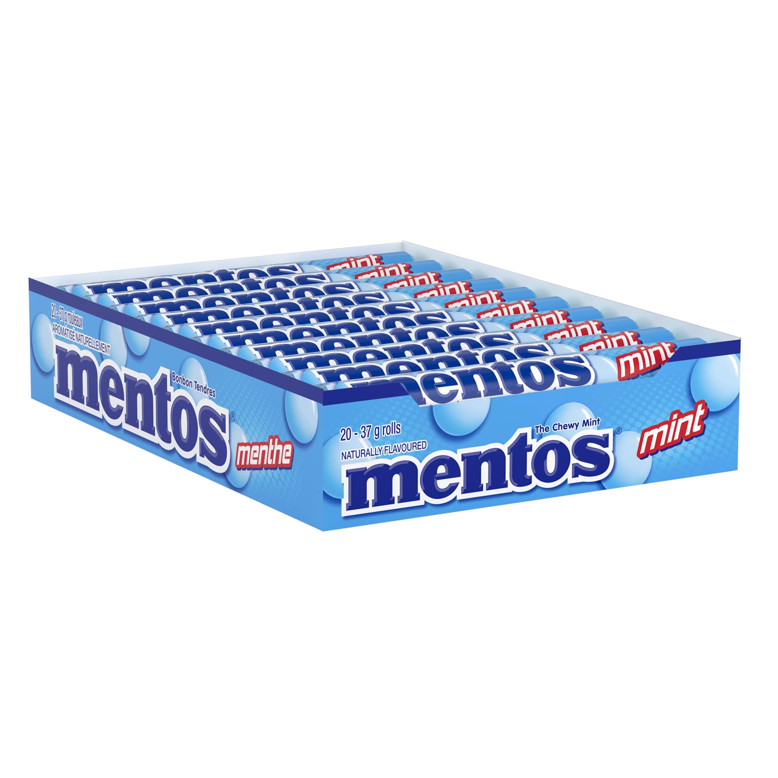 Mentos Chewy Mints, Mint - Pack of 20 Rolls (280 Pieces), 37g per roll