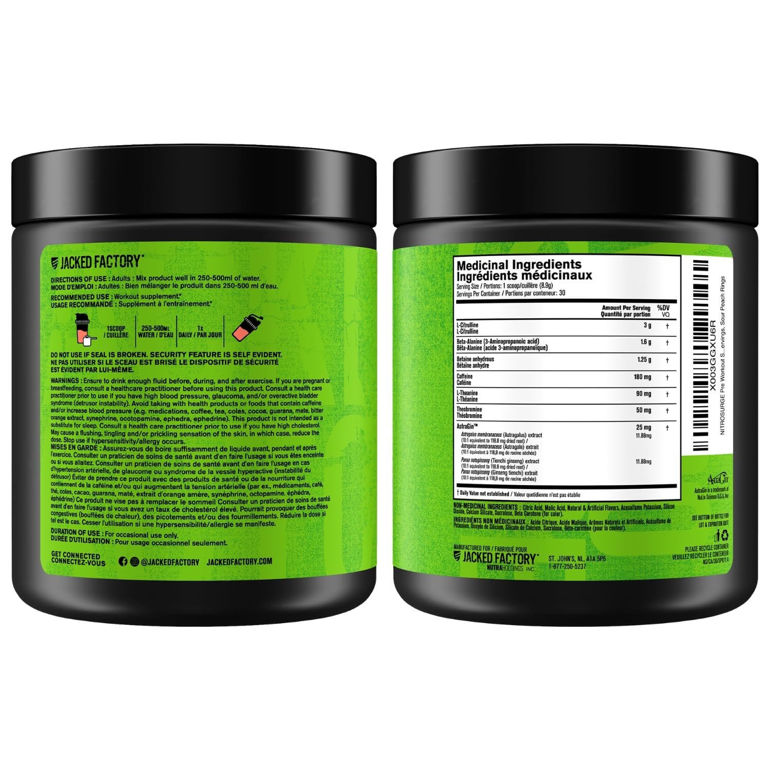 NITROSURGE Pre Workout Supplement - Endless Energy, Instant Strength Gains, Clear Focus, Intense Pumps - Nitric Oxide Booster & Preworkout Powder with Beta Alanine - 30 Servings, Sour Peach Rings