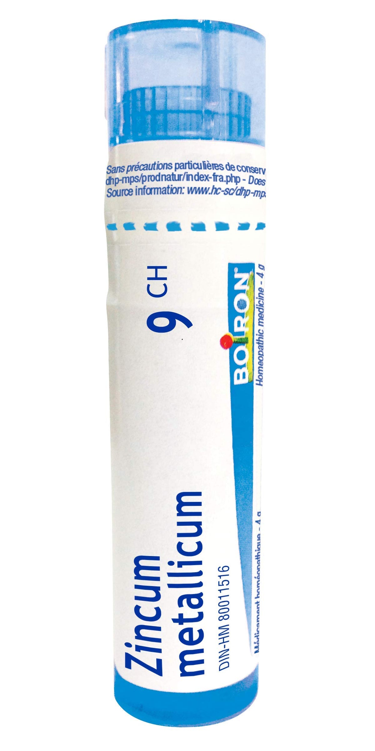 Boiron Zincum metallicum 9ch,Homeopathic medicine. Each tube contains 4 g (approximately 80 pellets)