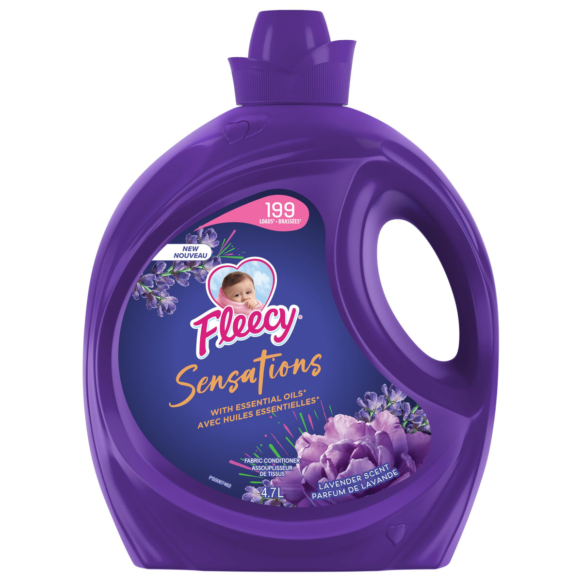 Fleecy Liquid Fabric Softener, Fresh Lavender Scent Fabric Softener, 199 Loads, 4.7L - Soft as Mother's Touch, Increases Sulkiness, Fluffiness and Comfort Laundry Softener