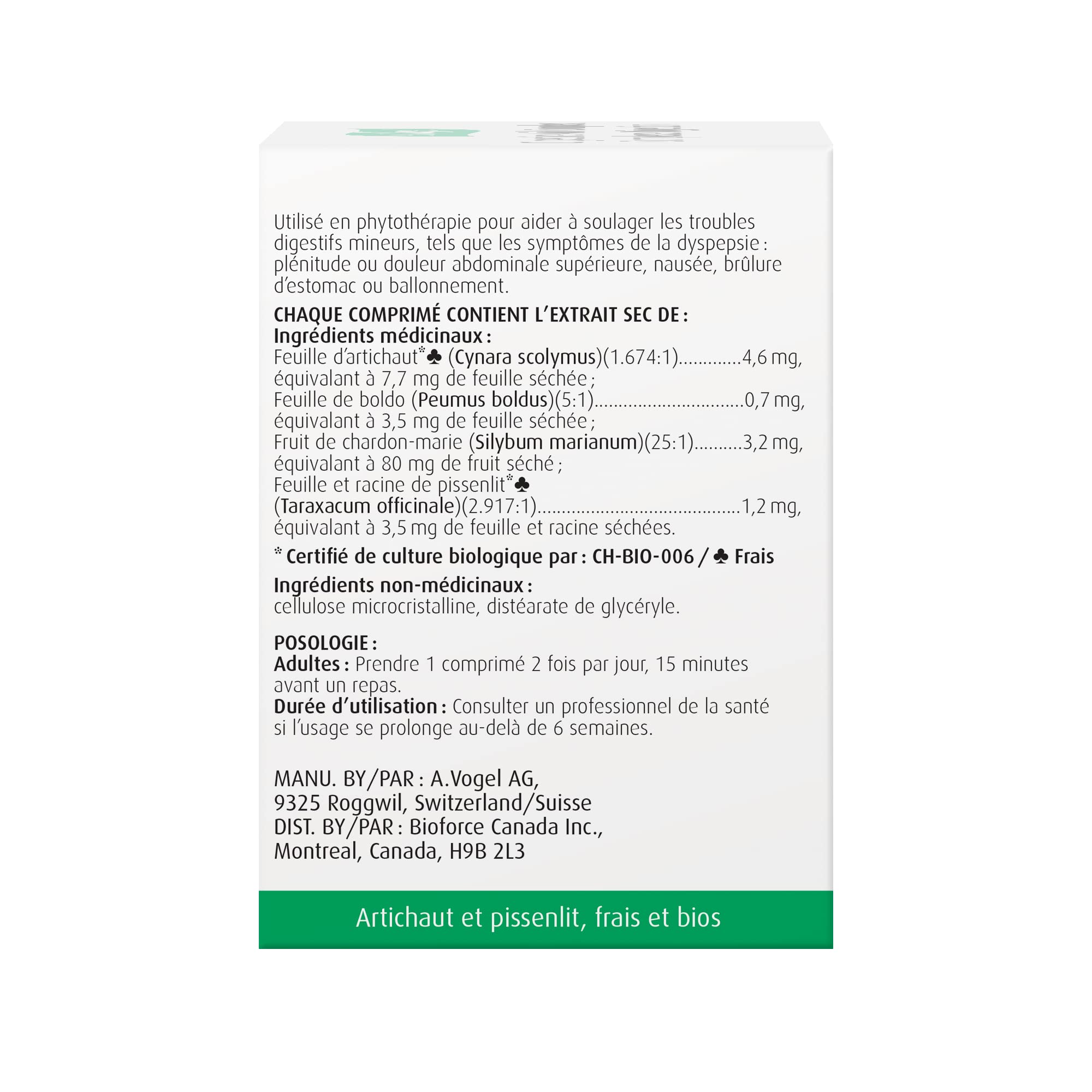 A.Vogel Digestive Aid Complex - Nausea, Heartburn and Bloating relief - Powerful combination of Artichoke, Milk thistle, Boldo and Dandelion - 60 Tabs
