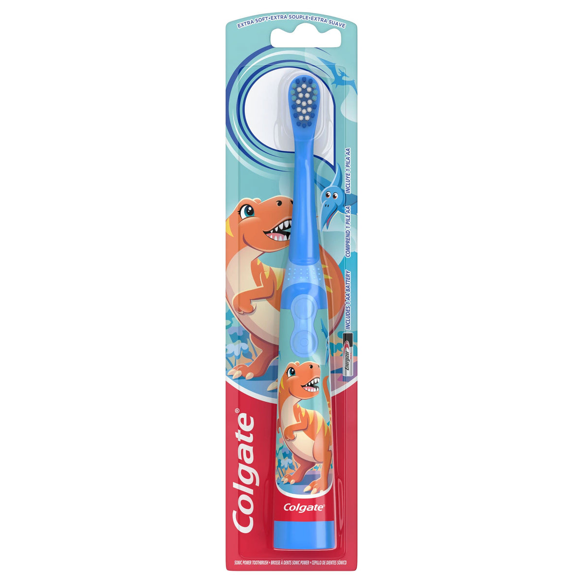 Colgate Kids Dinosaur Battery Toothbrush, Ages 3+, Extra Soft