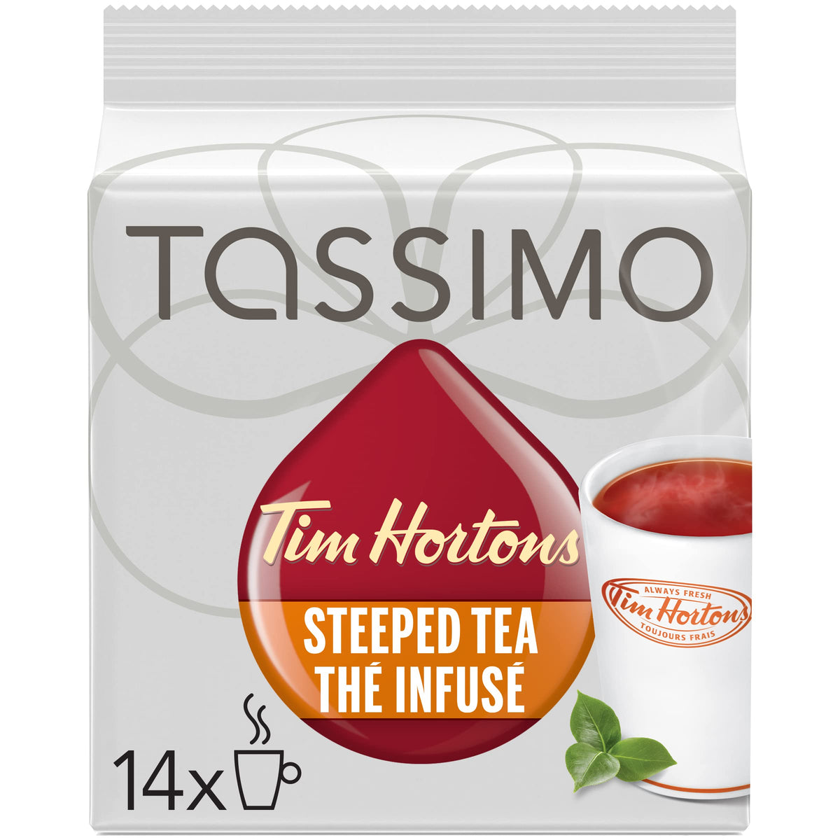 Tim Hortons Steeped Orange Pekoe Tea, Single Serve Tassimo Pods, 14 Count