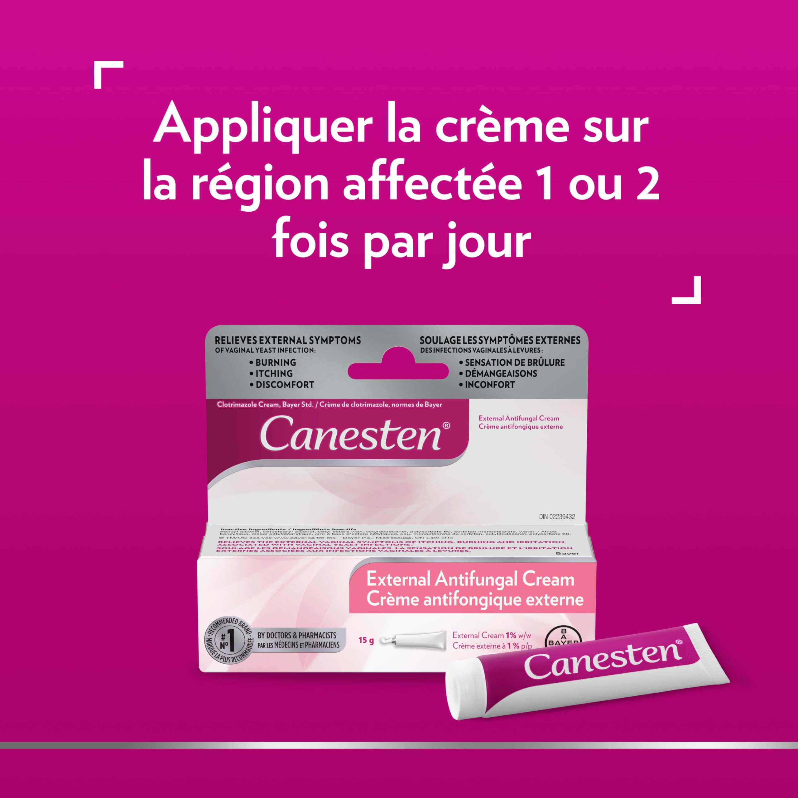 Canesten® External Antifungal Cream for Yeast Infection, Relief from Itching and Burning, 15g