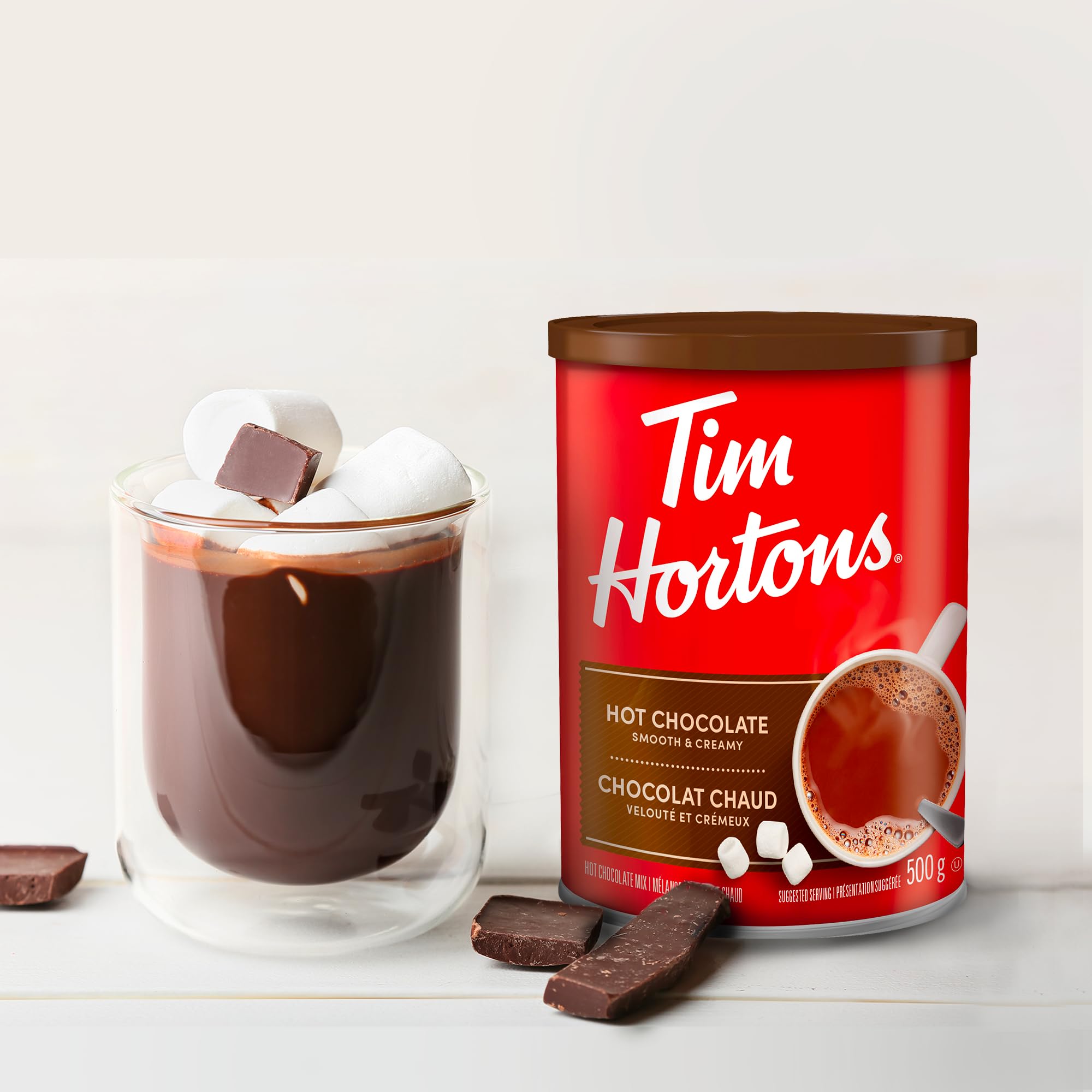 Tim Hortons Hot Chocolate Beverage Mix, Original, 500g Can (Pack of 2)