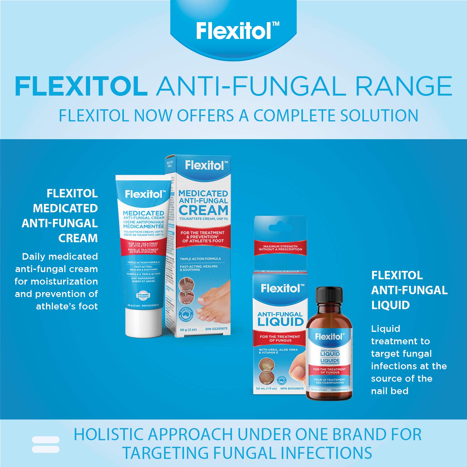 Flexitol Medicated Anti-Fungal Cream for Athlete's Foot - Best OTC Treatment for Foot Fungus & Fungal Infections, Effective Anti-Fungal Cream for Feet (56g)