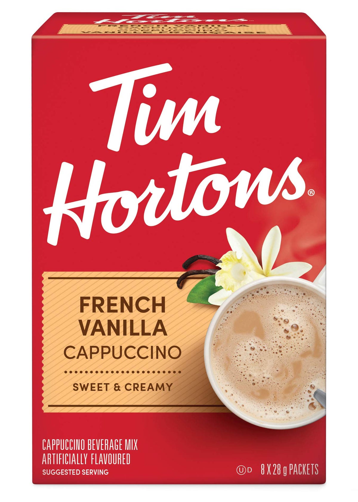 Tim Hortons French Vanilla Cappuccino Packets, French Vanilla Cappuccino, 8 Count