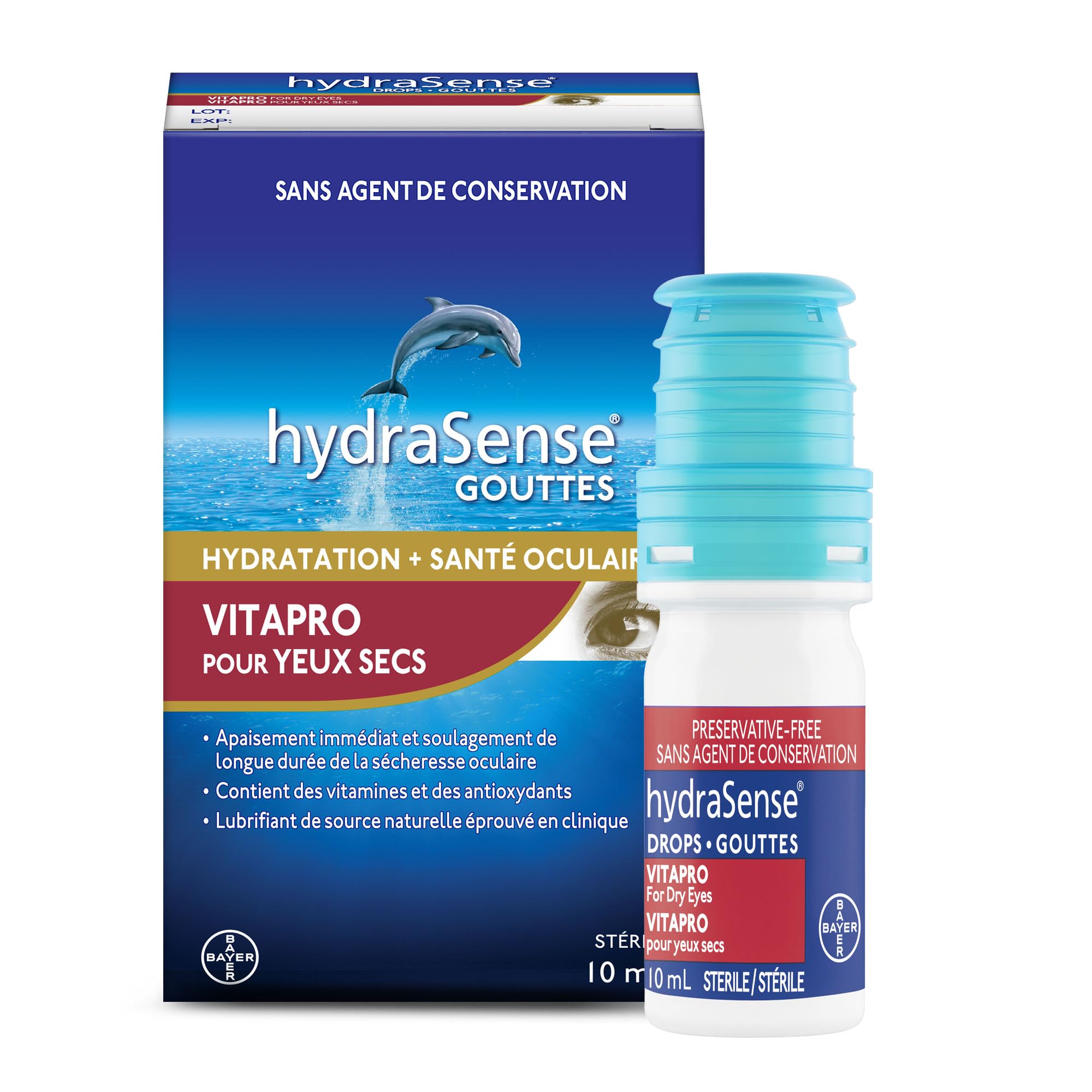 hydraSense VitaPro Eye Drops, For Dry Eyes, Preservative Free, Hydration + Eye Health Support, 10ml