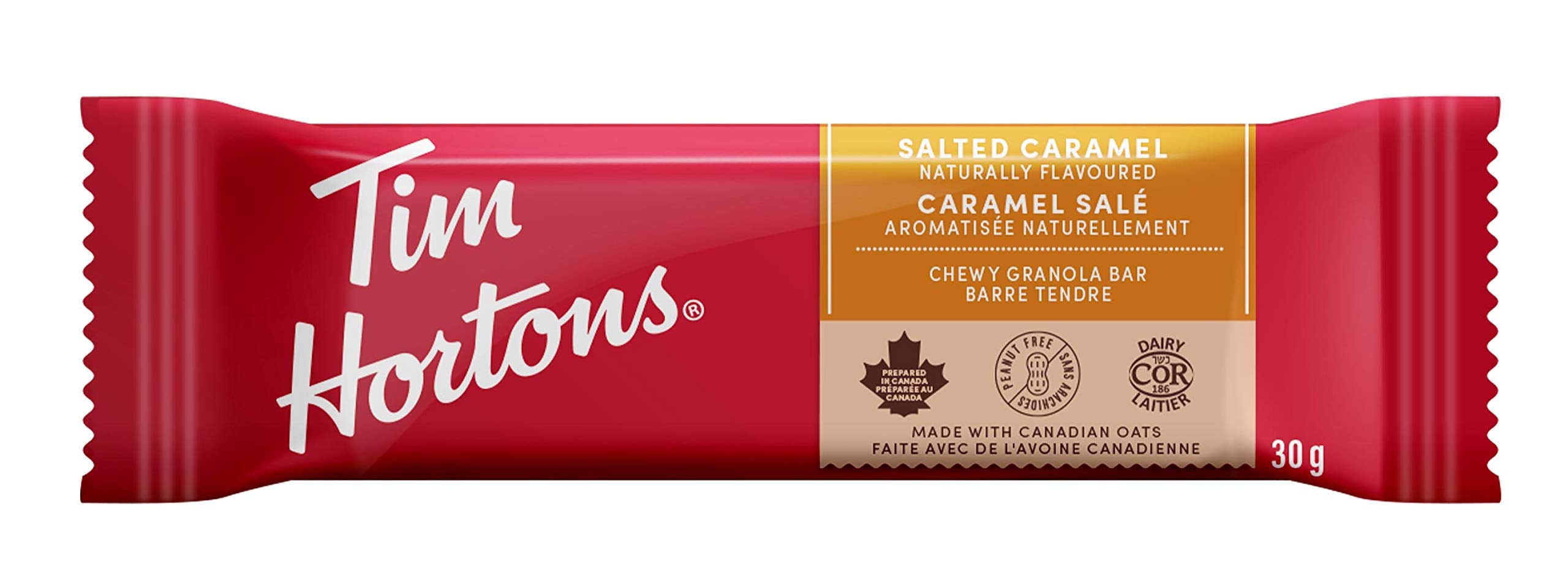 Tim Hortons Salted Caramel Granola Bars, Peanut Free, 5 Count, Imported from Canada)