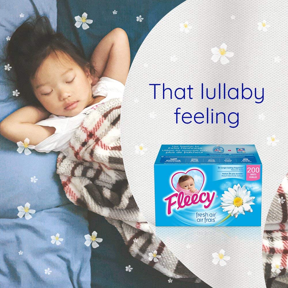Fleecy Fabric Softener Dryer Sheets - For Irresistibly Soft & Static-Free Clothes | Paraben & Phosphate Free | Softener for Laundry | (Fresh Air) 200 Sheets