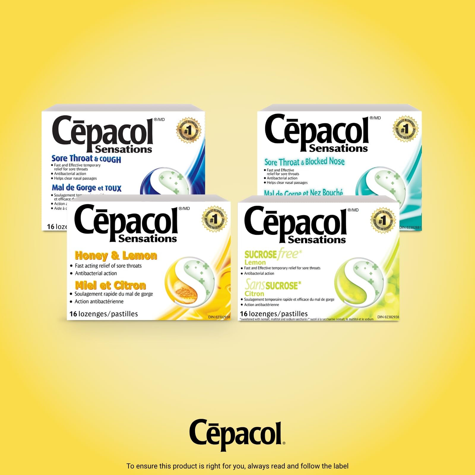 Cepacol Sensations, Fast and Effective Relief for Sore Throats, Blocked Nose, 16 Count