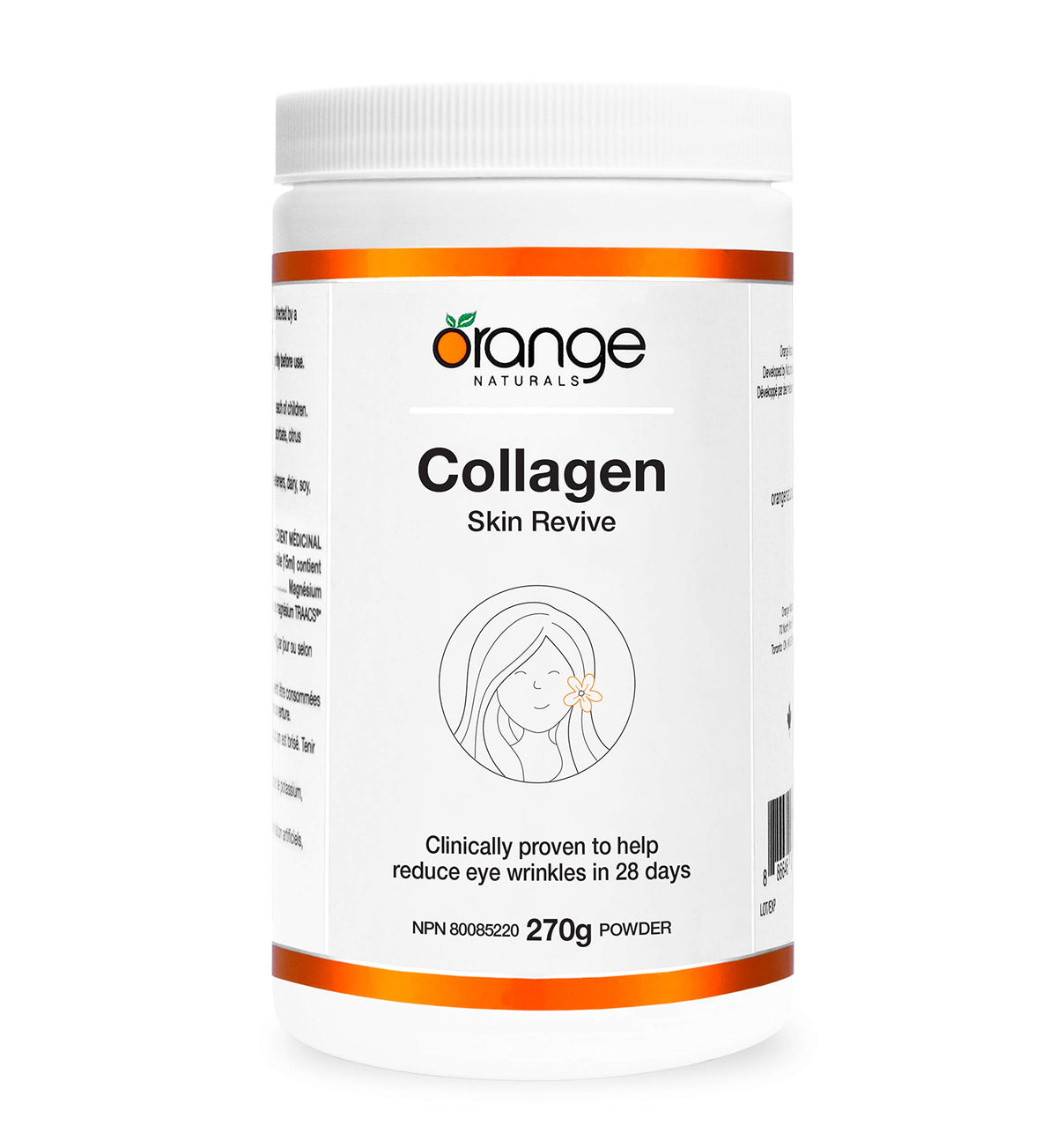 Orange Naturals - Collagen Skin Revive - 270g Powder Supplement for Women - Helps Reduce Eye Wrinkles, Fine Lines, Antiaging and Improve Nail Growth - Bioactive Peptides Hydrolyzed - Enhanced Non GMO
