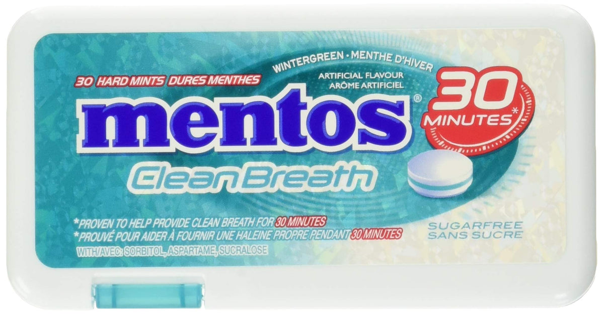 Mentos Clean Breath, Wintergreen Mints - Pack of 12 (360 Pieces)