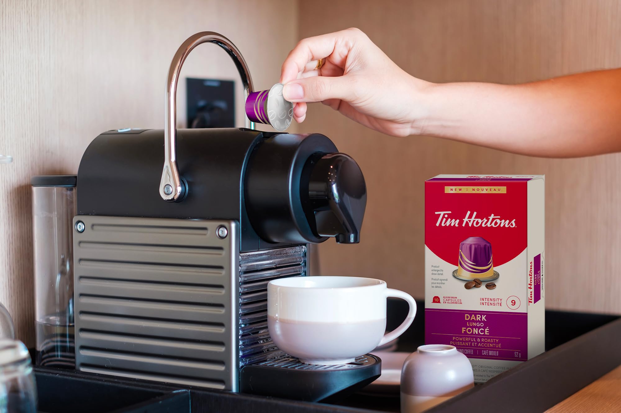 Tim Hortons Dark Lungo Capsules, Nespresso Original Line Compatible Capsules, 100 Count