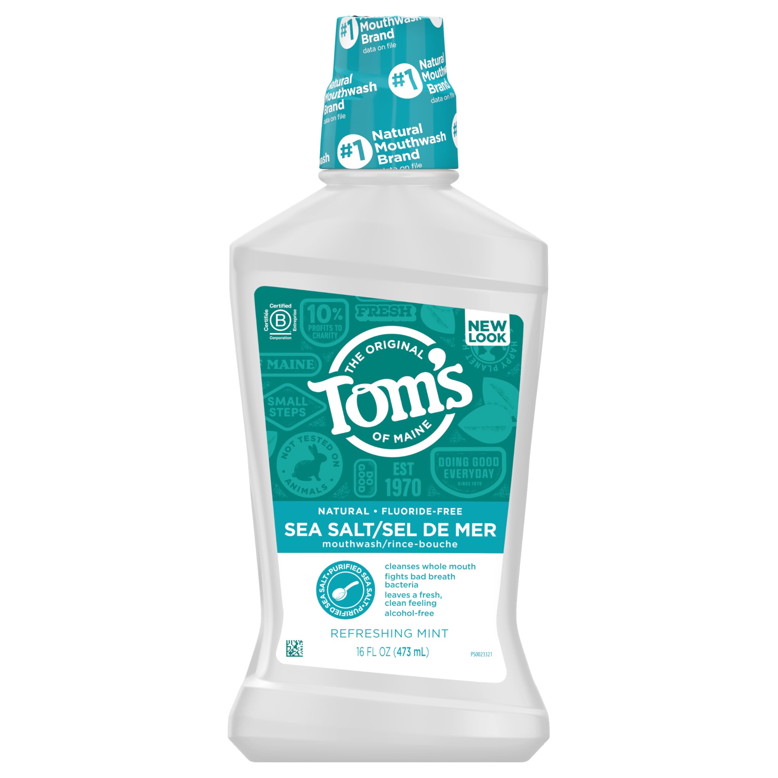 Tom's of Maine Wicked Fresh Cool Mountain Mint Natural Fluoride Free Mouthwash, 473 ml (Pack of 1)
