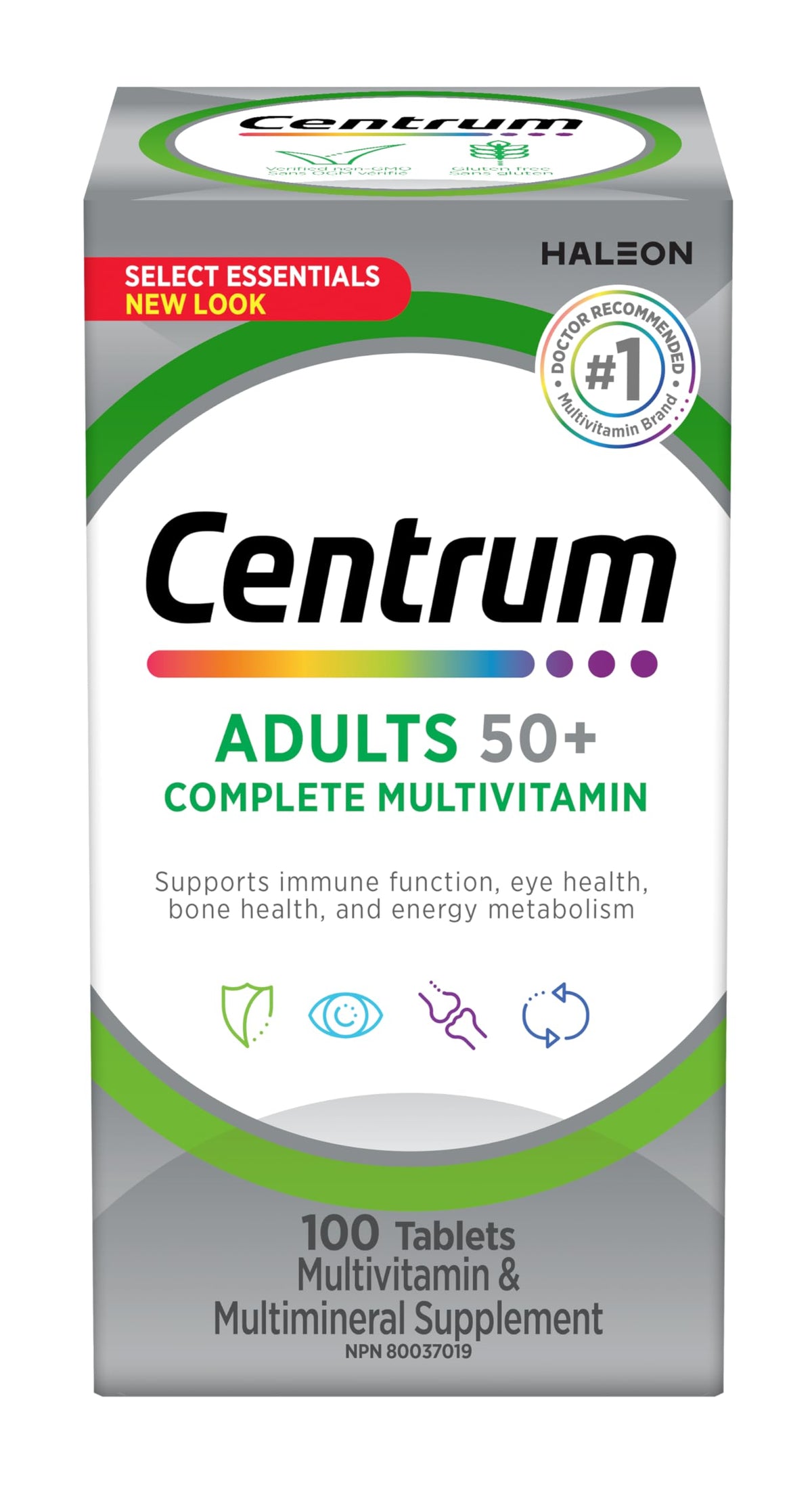 Centrum Adult Select Essentials Mulitvitamins/Minerals Supplement for Men & Women 50 Plus, 100 Tablets
