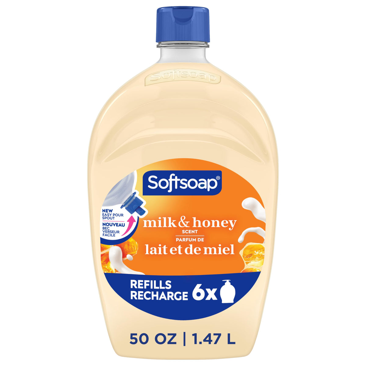 Softsoap Antibacterial Liquid Hand Soap Refill - Milk and Golden Honey 1.47 Liters - Moisturizing Hand Wash, Savon a Main, Dermatologically Tested, for Soft Smooth Skin (Packaging may vary)