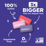 PUR Jumbo Gum | Aspartame Free Chewing Gum | 100% Xylitol | Natural Bubblegum, Grape, Watermelon Flavour, 20 Pieces (Pack of 3)
