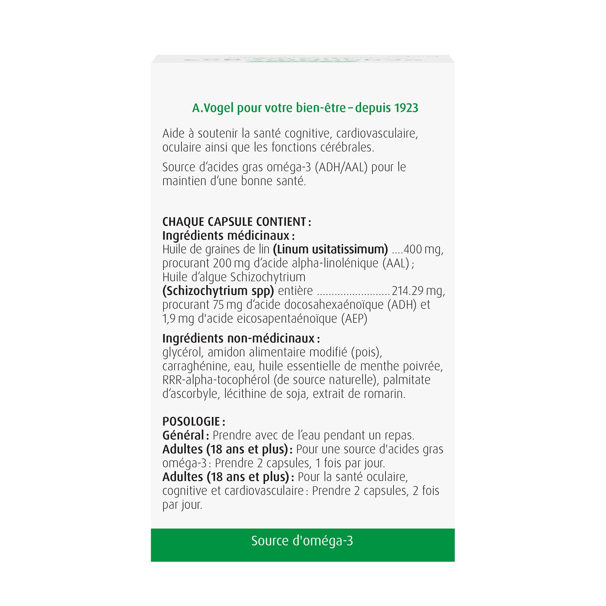 A.Vogel Vegan Omega 3- No Fishy Aftertaste - Sugar, Gluten and Lactose Free - 60 Vegan Capsules