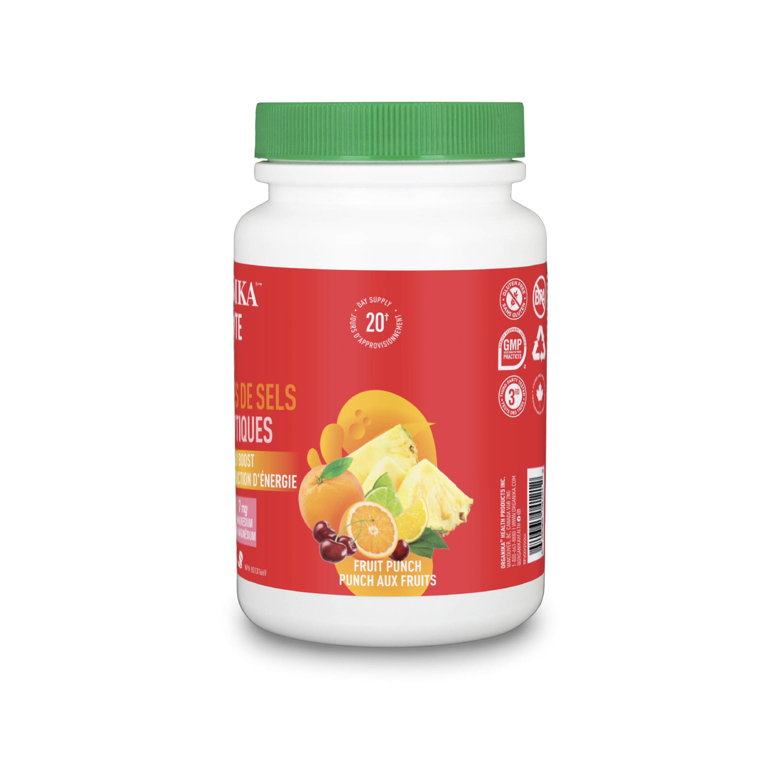Organika Electrolyte Salt Tabs - Fruit Punch Flavour Chewable - Fast Hydration for Endurance and Energy Boost with Added D-Glucose - 60tabs