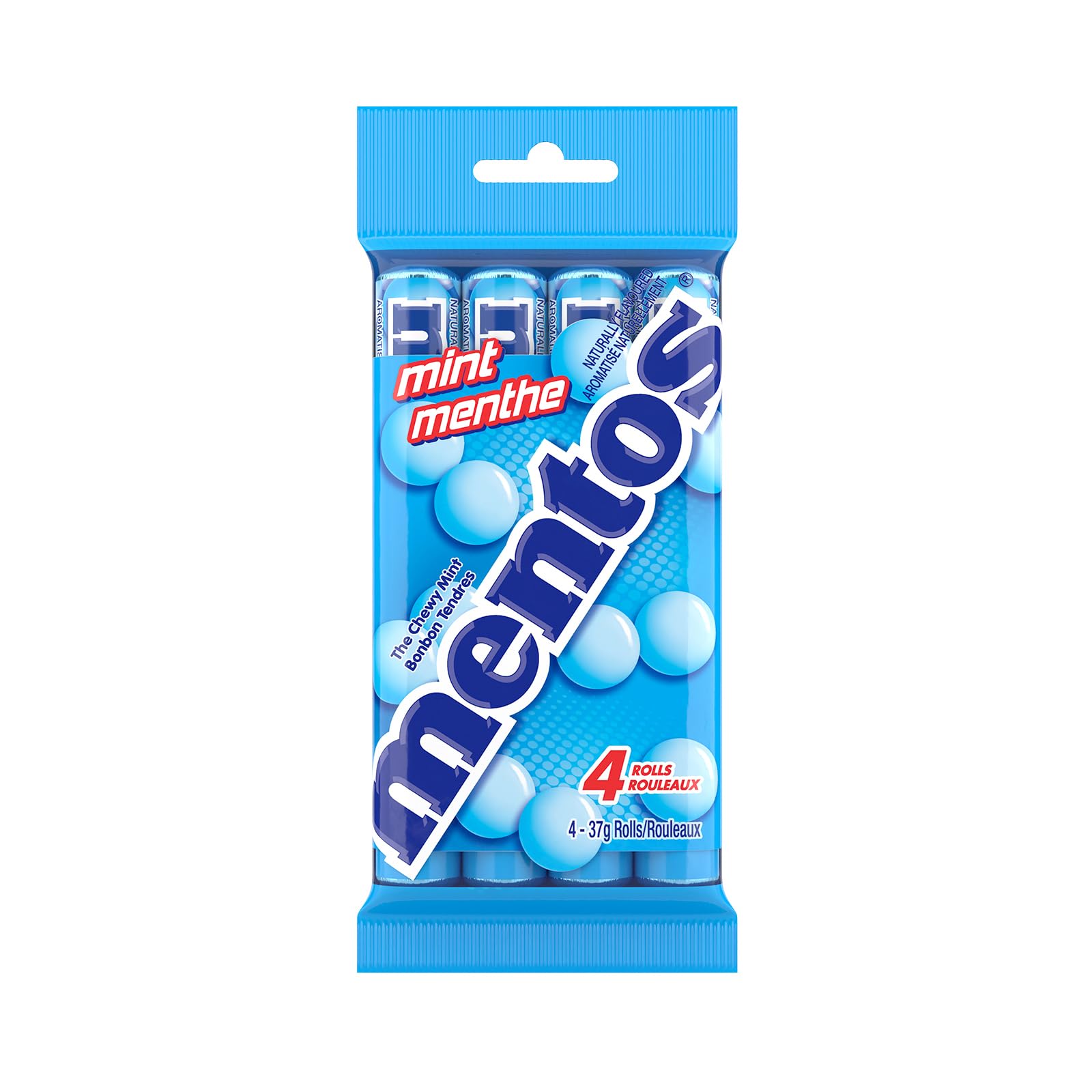 Mentos Chewy Mints, Mint - Pack of 4 Rolls (56 Pieces), 37g per roll
