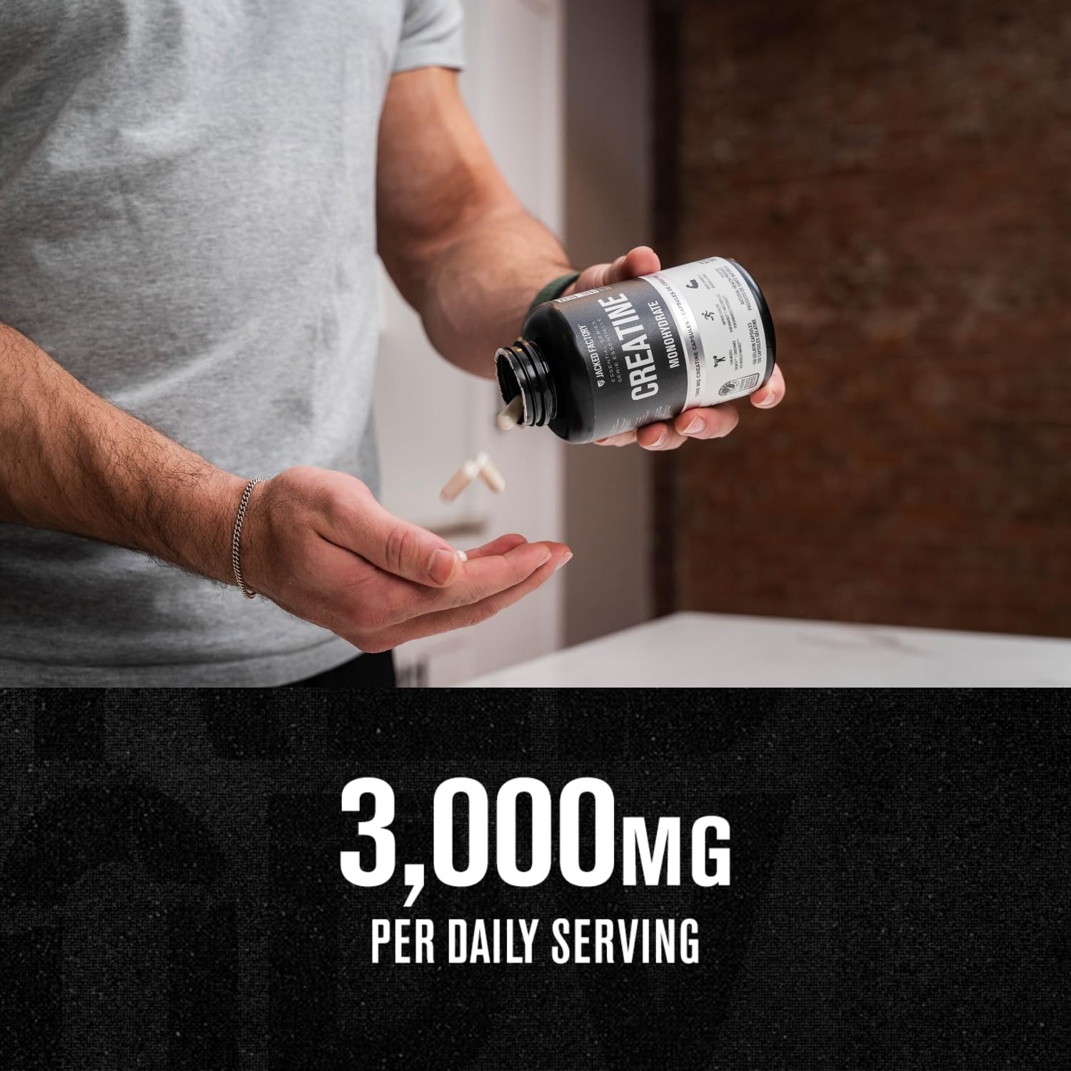 Jacked Factory Creatine Monohydrate Capsules - Canadian-Owned Supplement for Muscle Growth, Increased Strength, Enhanced Energy Output, and Improved Athletic Performance - 150 Pills