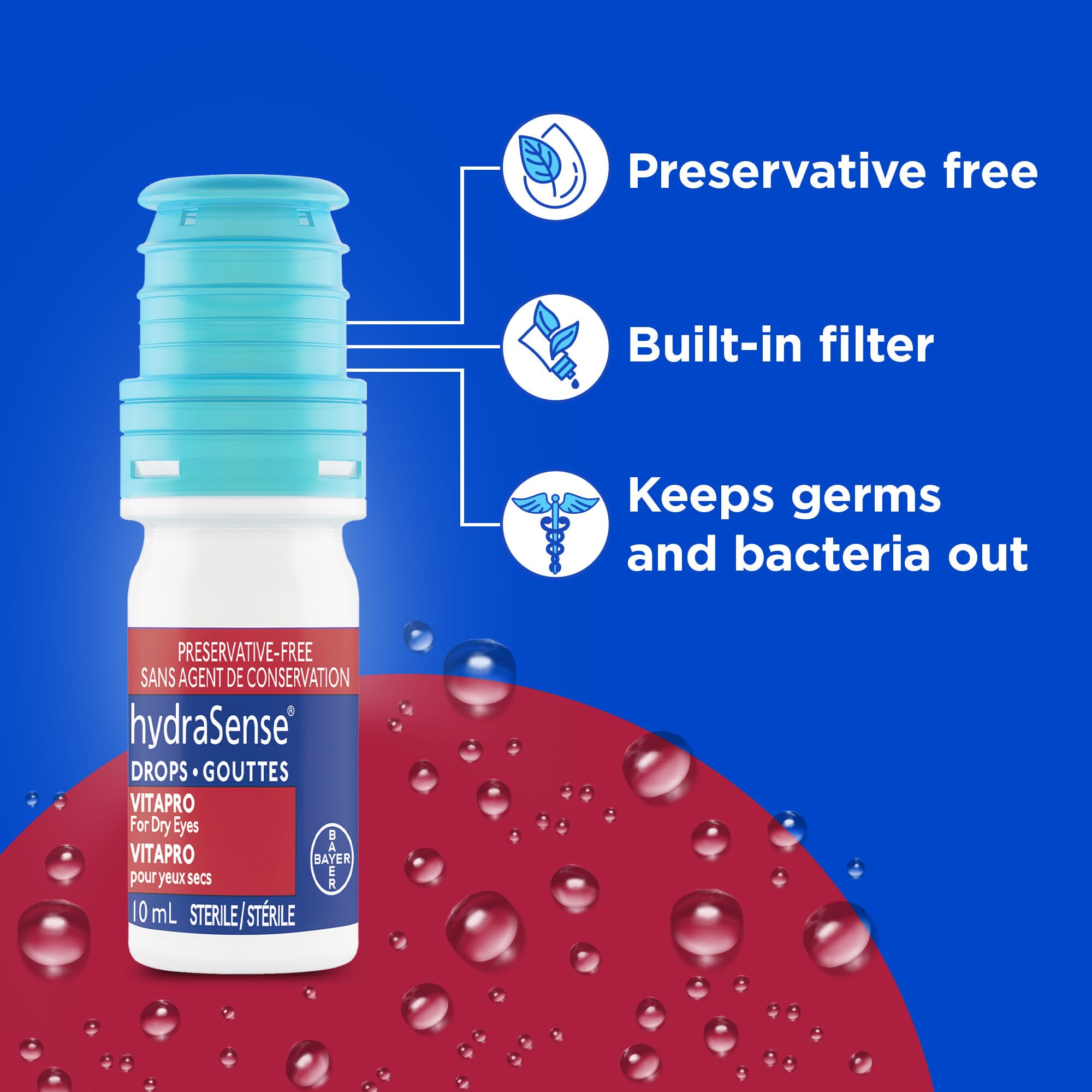 hydraSense VitaPro Eye Drops, For Dry Eyes, Preservative Free, Hydration + Eye Health Support, 10ml