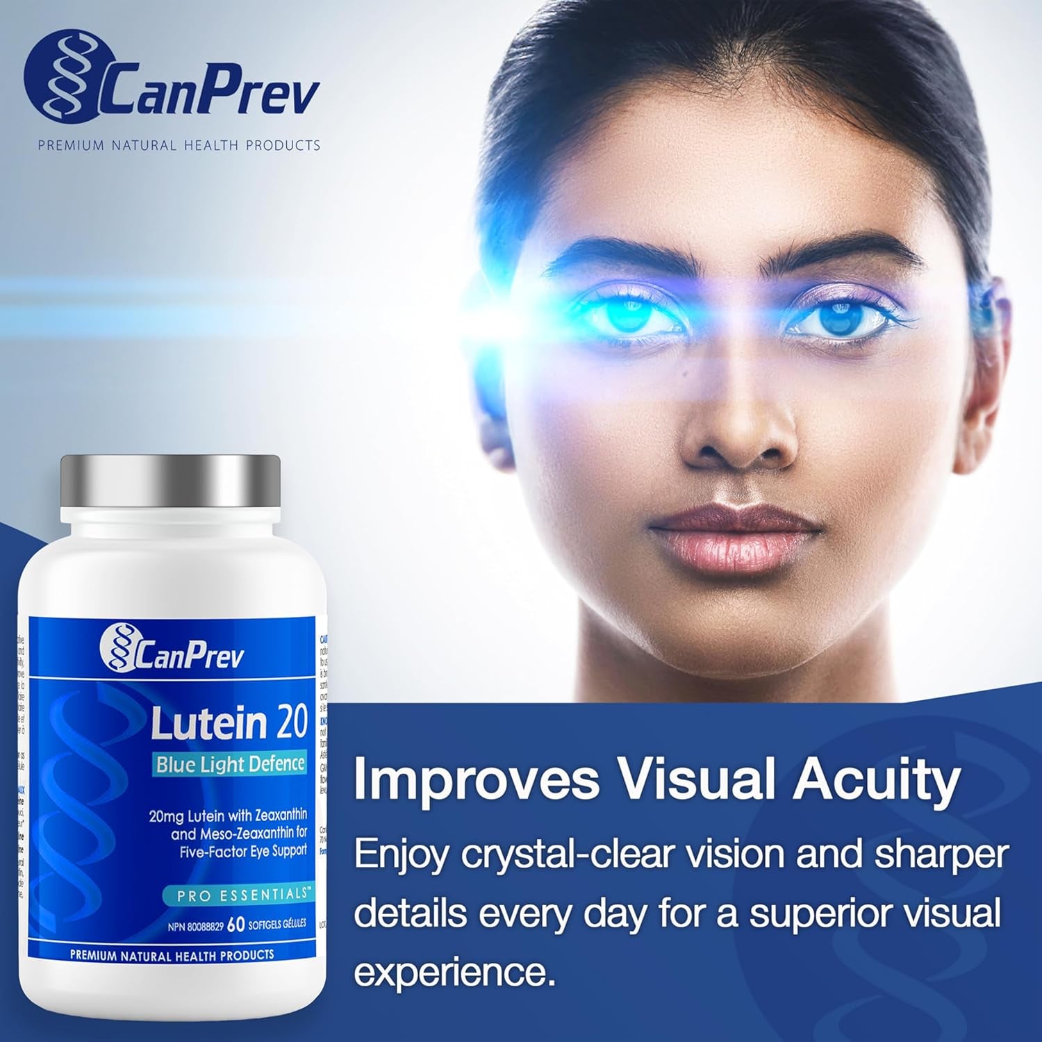 Lutein 20Mg, 60 Softgels - Blue Light Defence for Eyes - Eye Vitamins with Lutein and Zeaxanthin - Eye Care Supplement - Supports Vision - Eye Vitamins for Adults - Eye Supplements