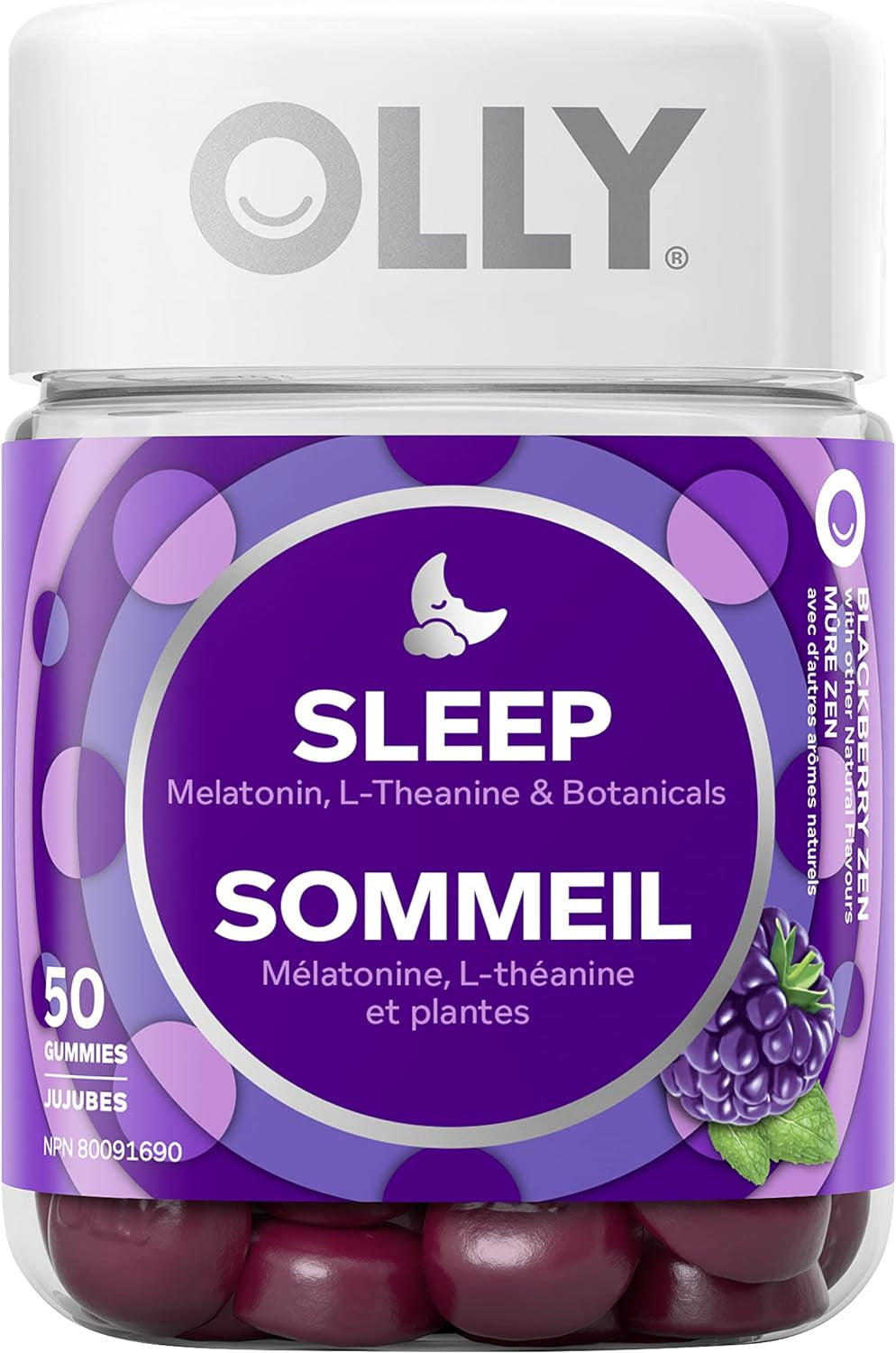 Sleep Gummy Supplement Helps Promote a Healthy Sleep Cycle Blackberry Zen with Melatonin, L-Theanine & Botanicals 25 Day Supply 50 Gummies