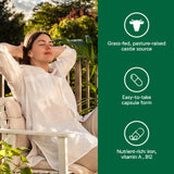 Organika Beef Liver Plus Choline- Sourced from Grass-Fed + Finished Cattle, Pasture Raised, High in Vitamins and Minerals, Supports Liver Function, Energy Levels, and Immunity- 90caps