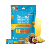 Organika Canadian-Made Electrolytes Powder with Vitamin C & Prebiotic Fibre - Sugar-Free Hydration Drink Mix - Pineapple Passionfruit - 20 Single-Serve Sachets x 3.5g