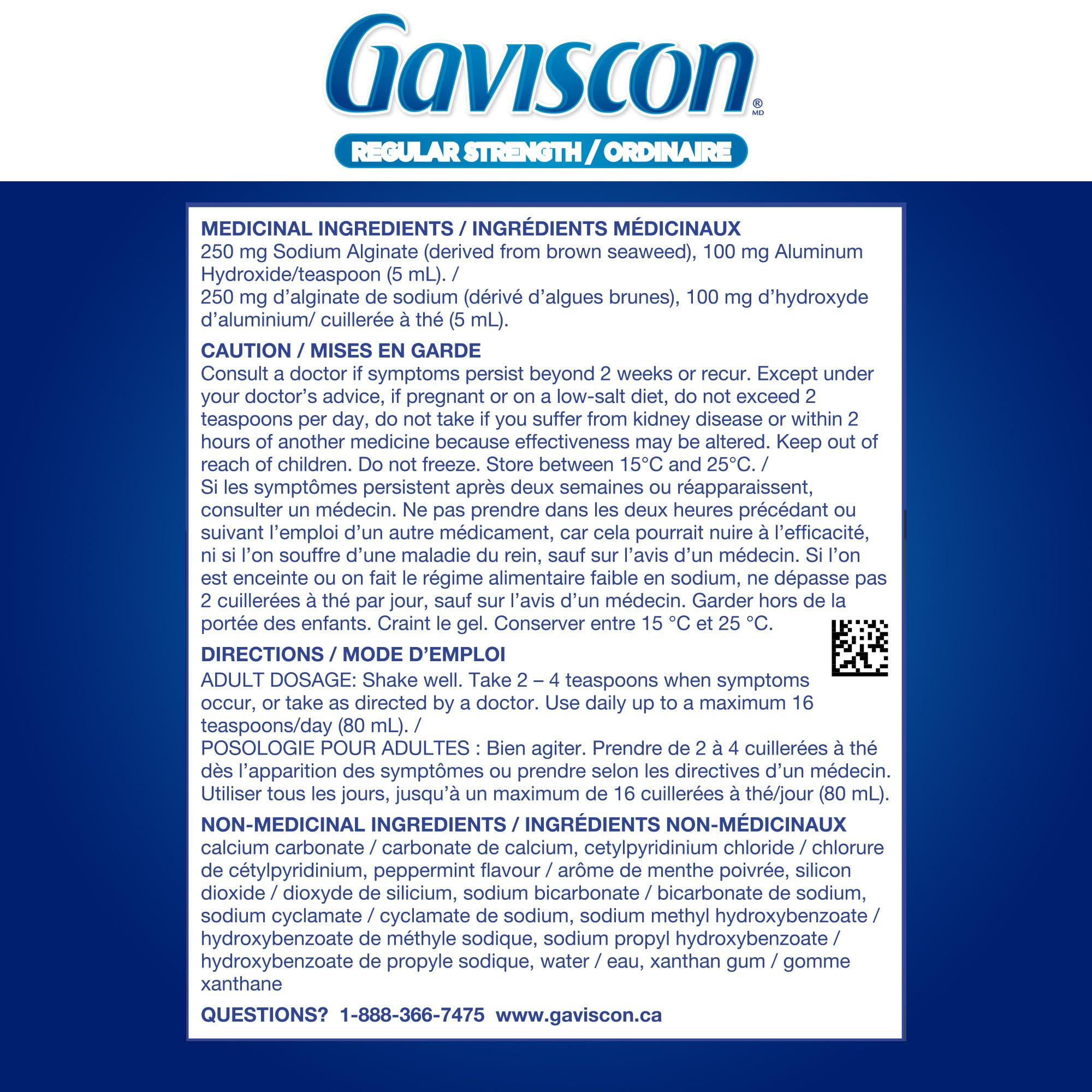 Gaviscon Regular Strength Liquid Soothing Icy Mint, Long-lasting Acid Reflux and Heartburn Relief, 600 ml