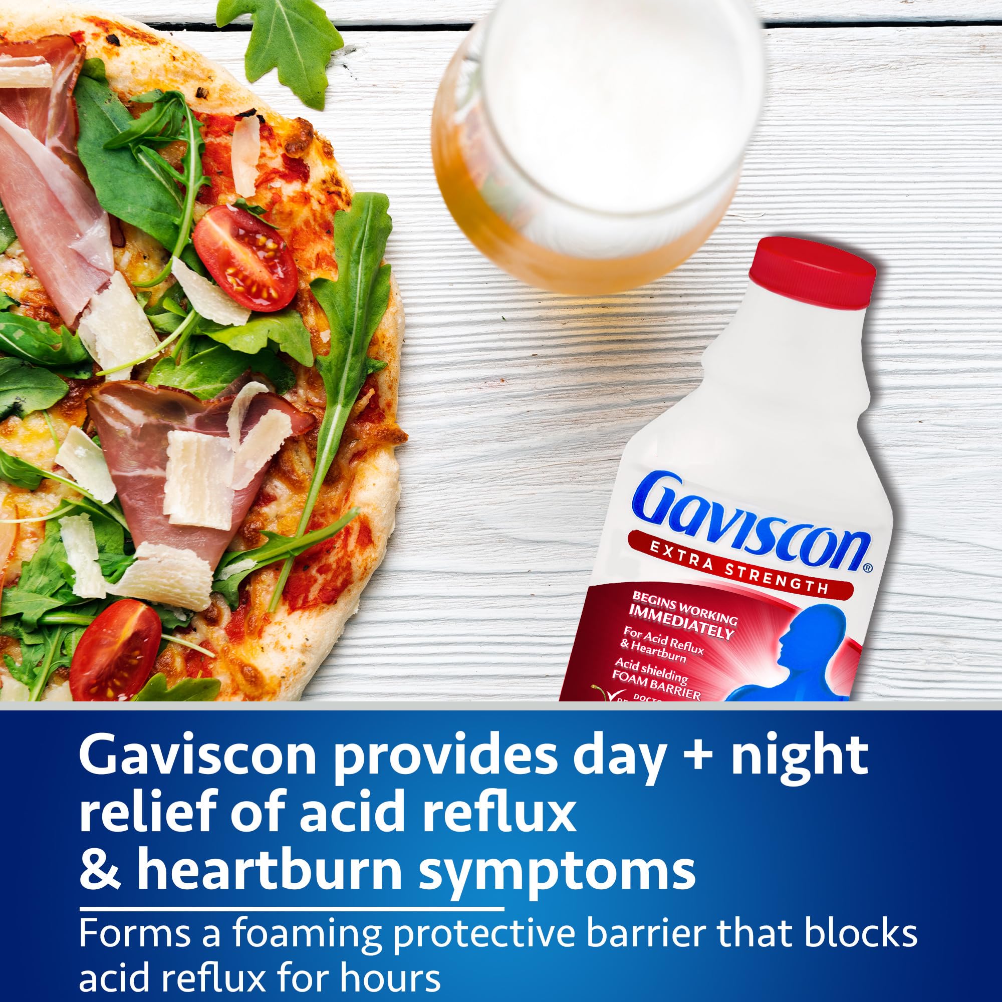 Gaviscon Liquid Extra Strength Antacid - 340 ml - Antacid Liquid for Day and Night Heartburn Relief, Acid Reflux and GERD Relief, Fruit Blend - Free of Aluminum, Lactose and Gluten
