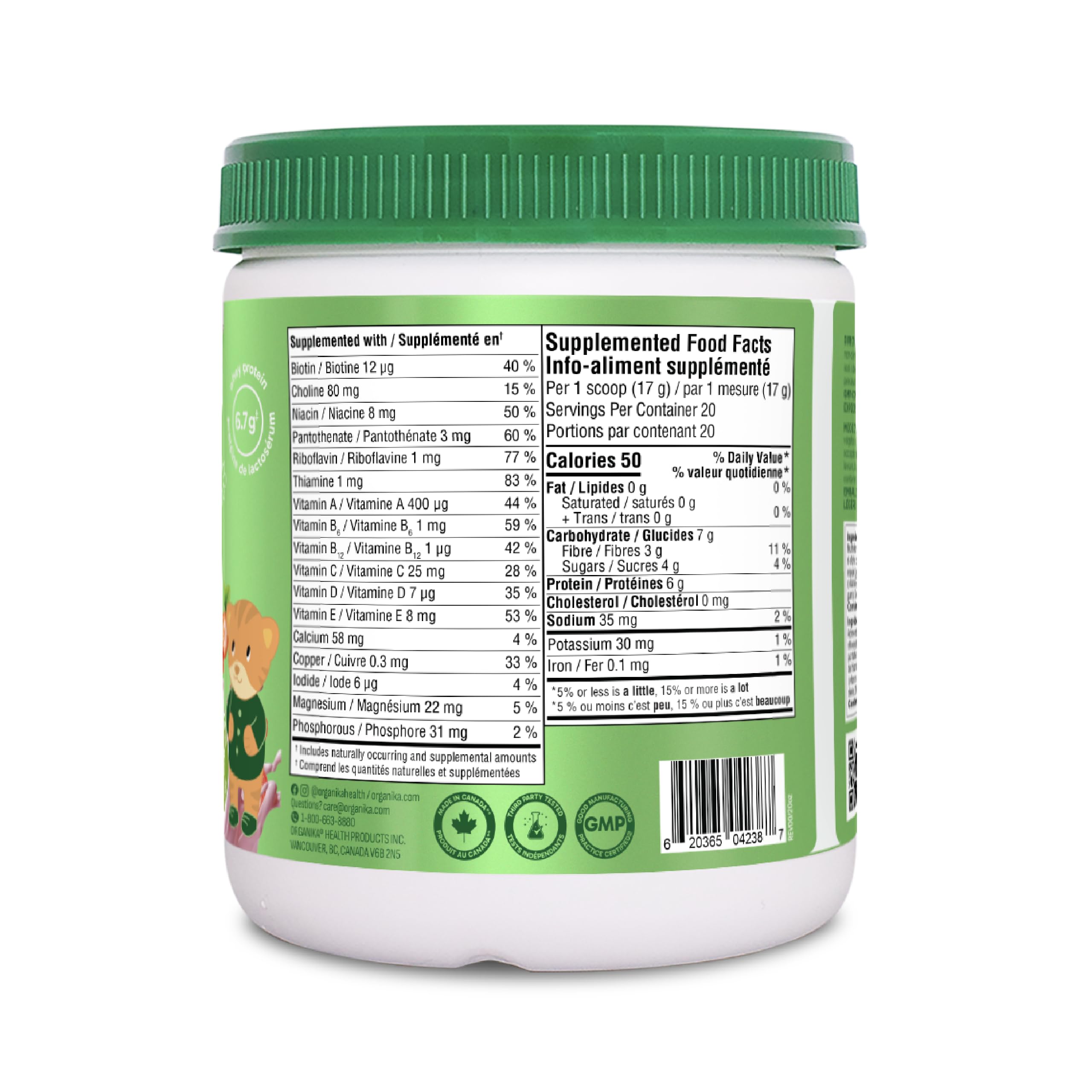 Organika Kids All-in-One Daily Nutrition Powder- Strawberry Shortcake Flavour – 6g Whey Protein + 19 Vitamins & Minerals – Prebiotic Fibre for Digestion – Complete Nutritional Drink for Kids- 340g