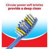 Colgate Extra Clean Manual Toothbrush - Soft Bristle Tooth Brush for Adults with Circular Power Bristles for Stain Removal and Tongue Cleaner - Comfortable Grip Handle, Variety Pack - 6 Count