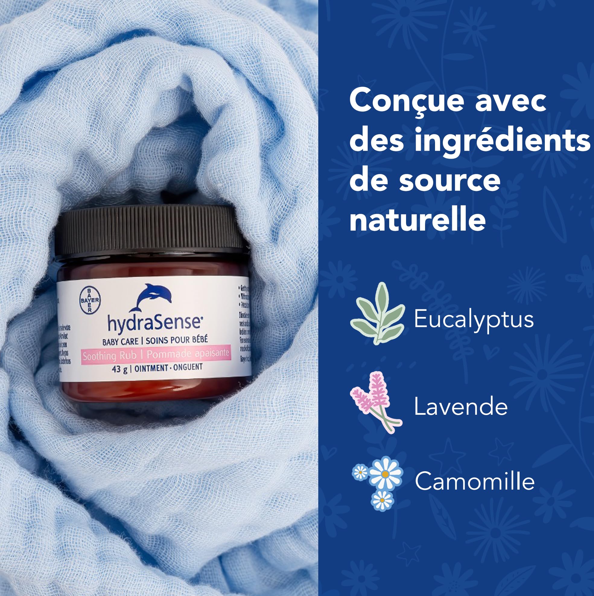 hydraSense Baby Care Soothing Rub – Gently Soothes & Comforts, Petrolatum-free, Non-irritating, Made with Naturally Sourced Ingredients Eucalyptus, Lavender & Chamomile, Pediatrician Tested (2x43g)