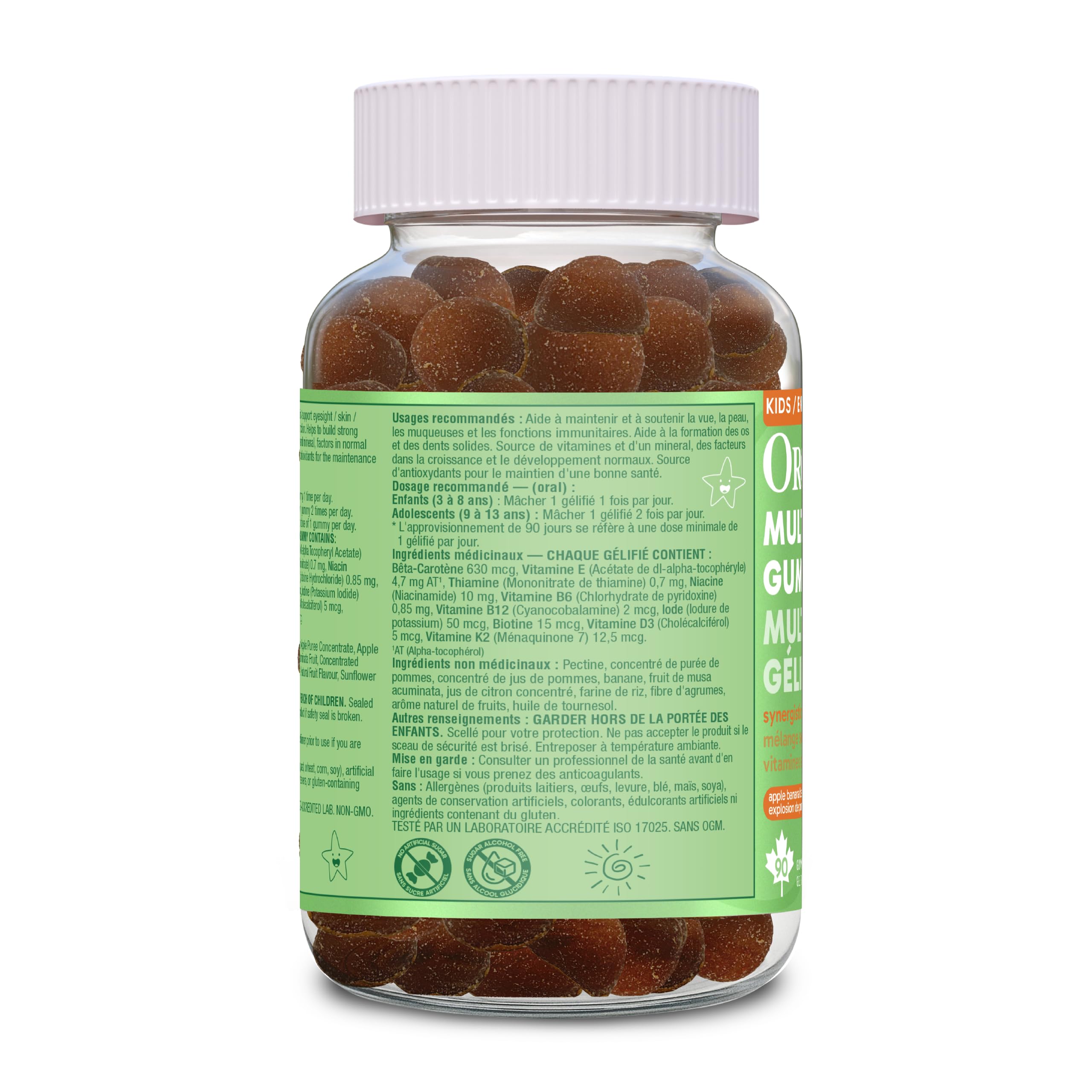 Organika Kids Multivitamin Gummies Apple Banana Flavour- Synergistic Vitamin and Mineral Blend, Supports Proper Nutrition, Immunity, Bone Health, and Overall Development- 90 gummies