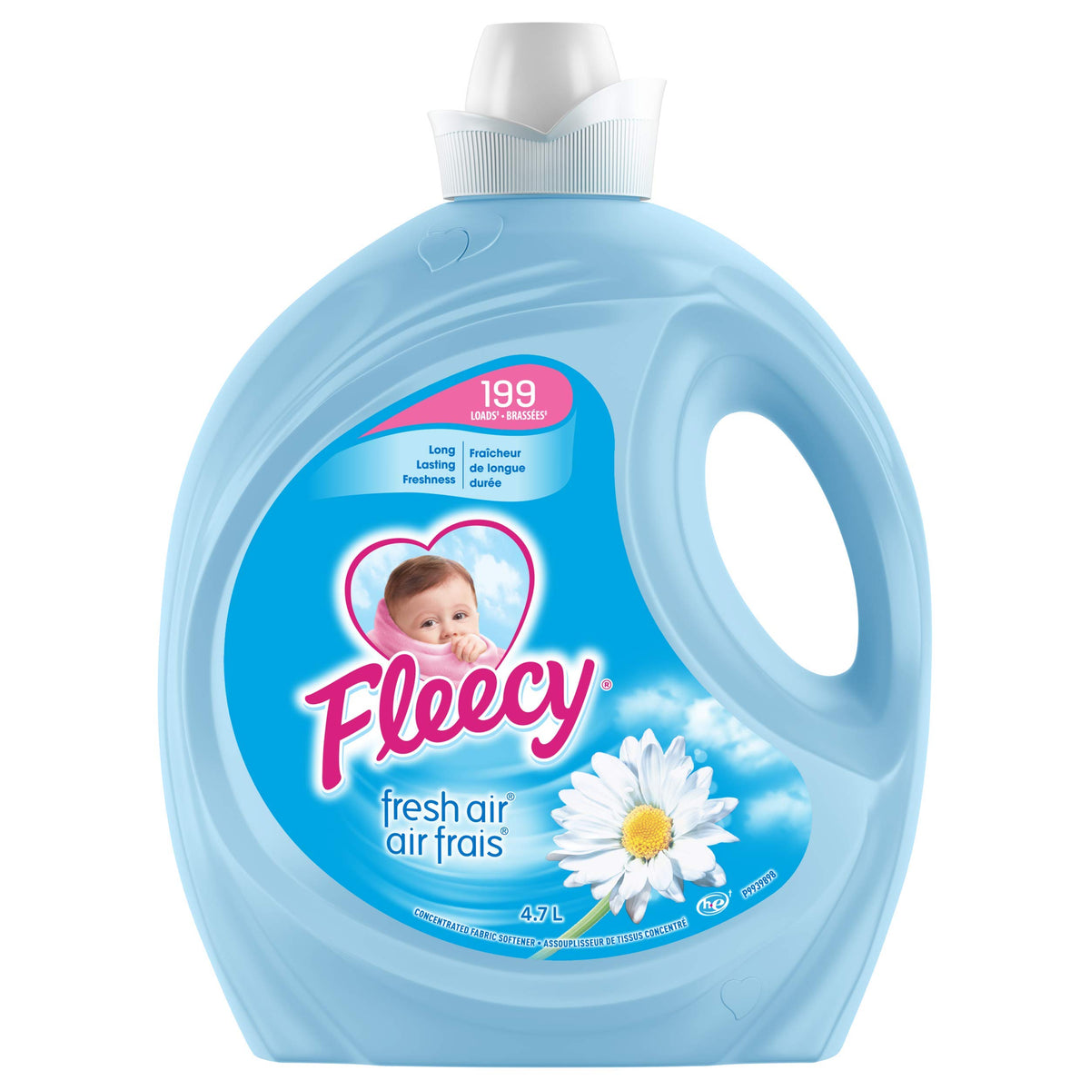 Fleecy Liquid Fabric Softener, Fresh Mountain Air Scent Fabric Softener, 199 Loads, 4.7L - Soft as Mother's Touch, Increases Silkiness, Fluffiness and Comfort Laundry Softener