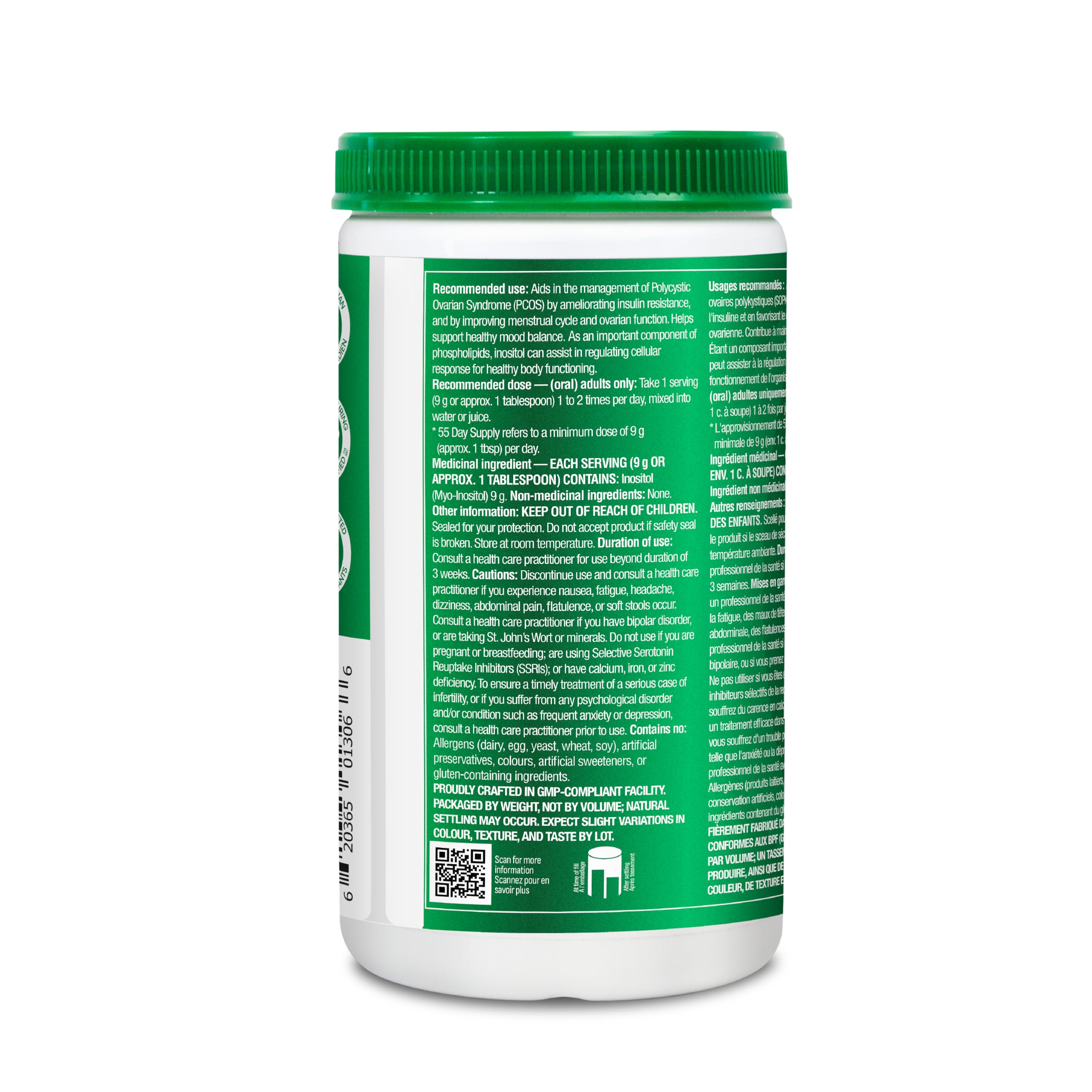 Organika Canadian-Made Inositol (Myo-Inositol)- Cellular Response, Mood Balance, Insulin Support- 500g