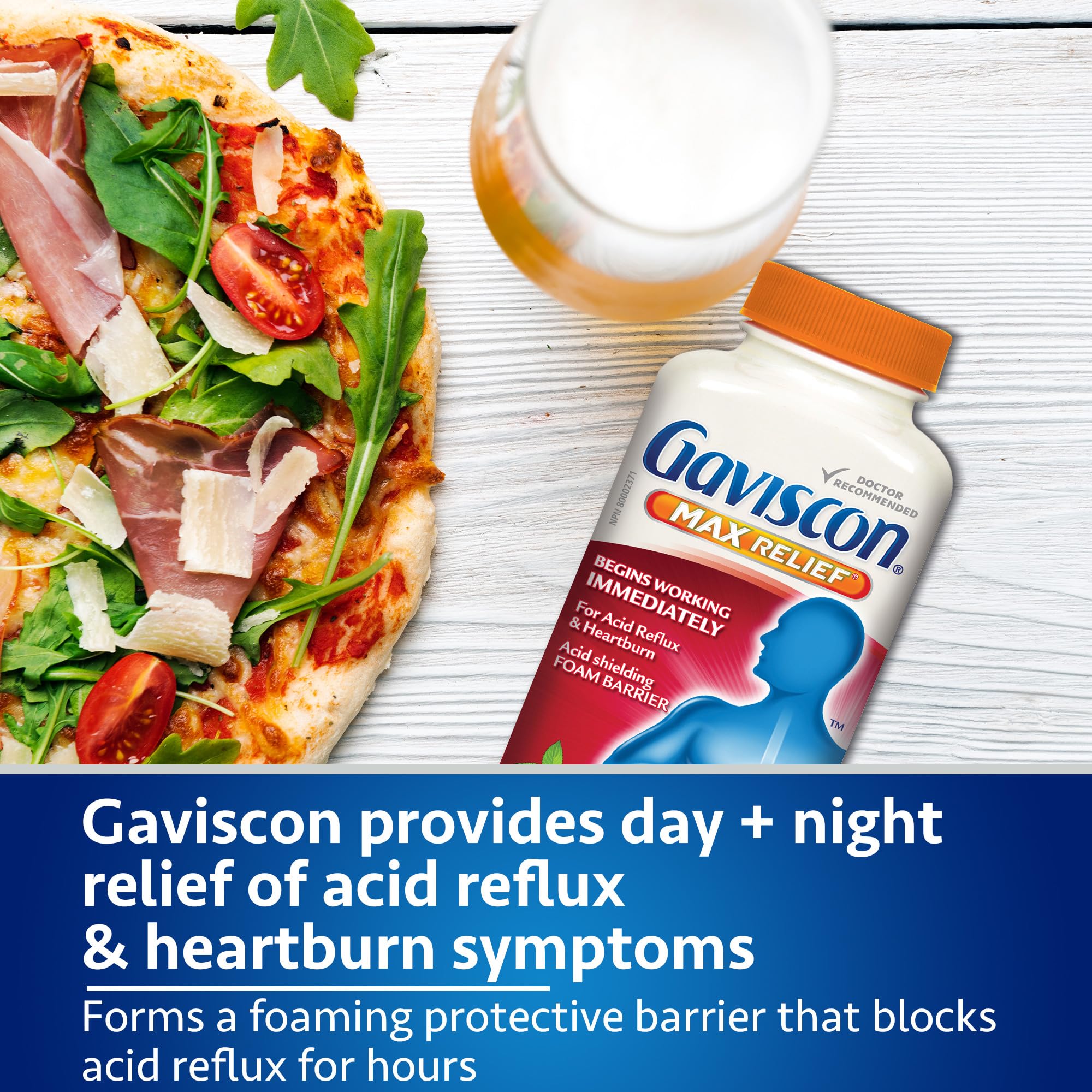 Gaviscon Max Relief Tablets - 50 Count - Chewable Foaming Antacid Tablets for Day and Night Heartburn Relief, Acid Reflux and GERD Relief, Berry Blend - Free of Aluminum, Lactose and Gluten