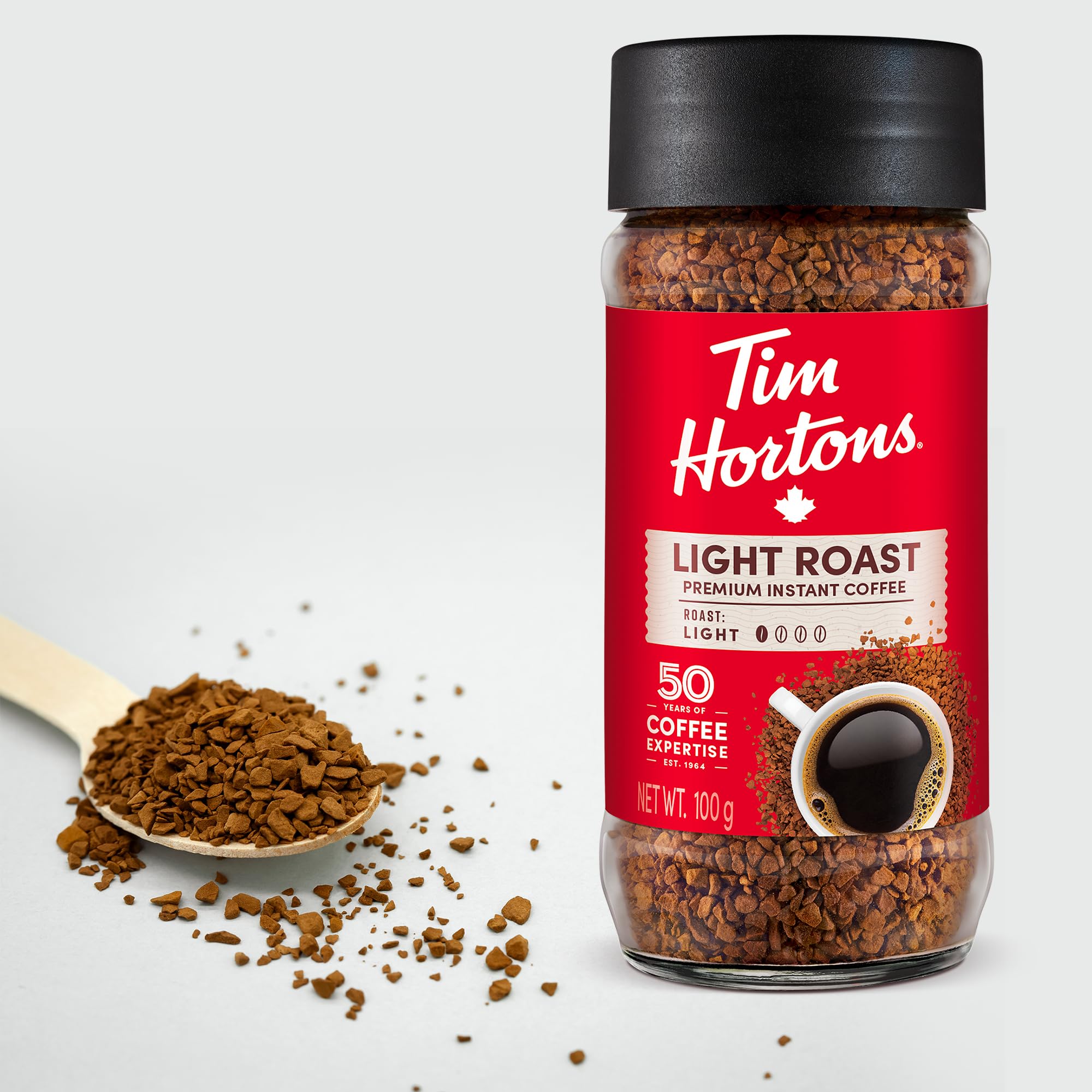 Tim Hortons Light Roast Instant Coffee, 100% Colombian, 100g Jar
